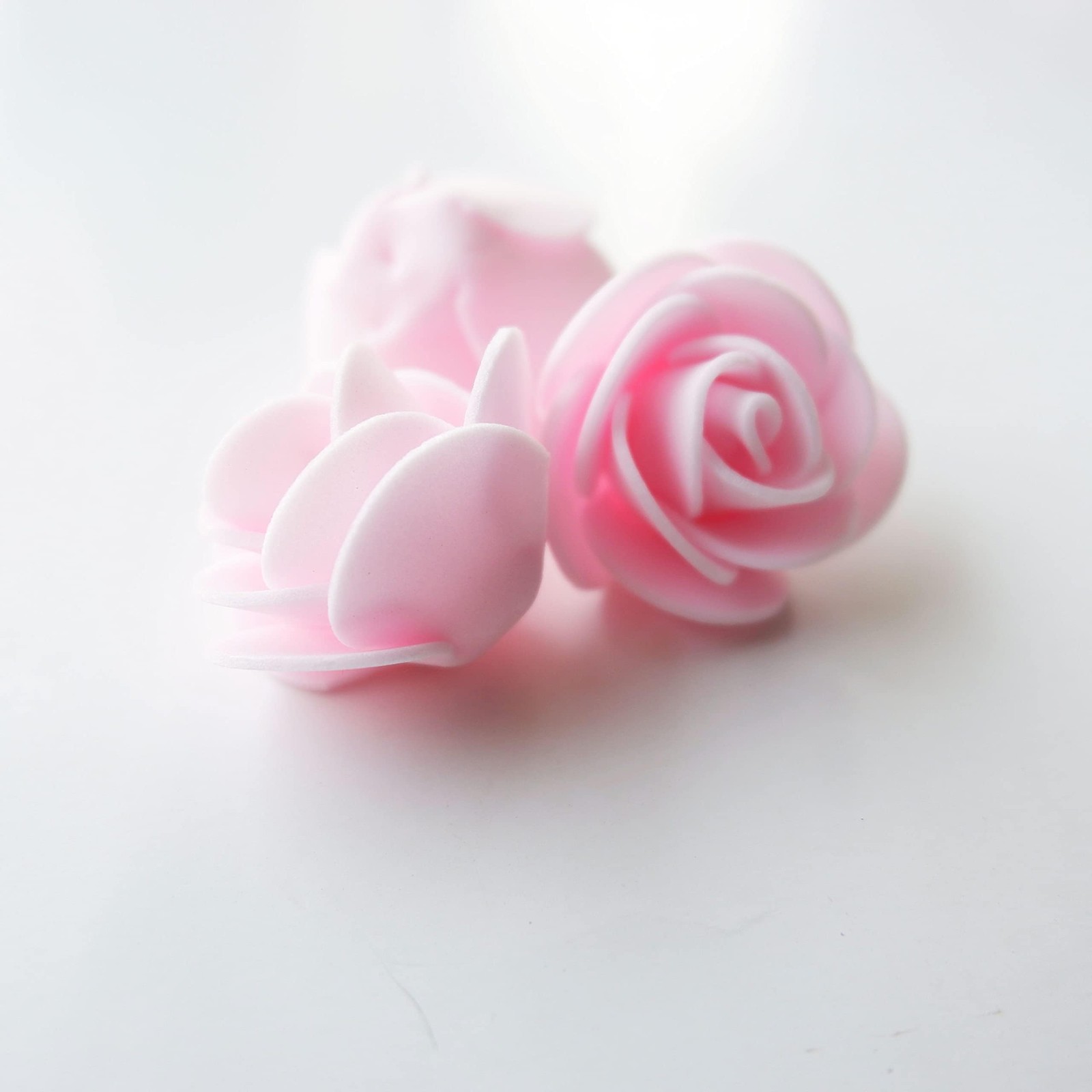 Light Pink Artificial Foam Roses Fake Flowers Decor 3.5cm/1.38in 100 PCS Pack