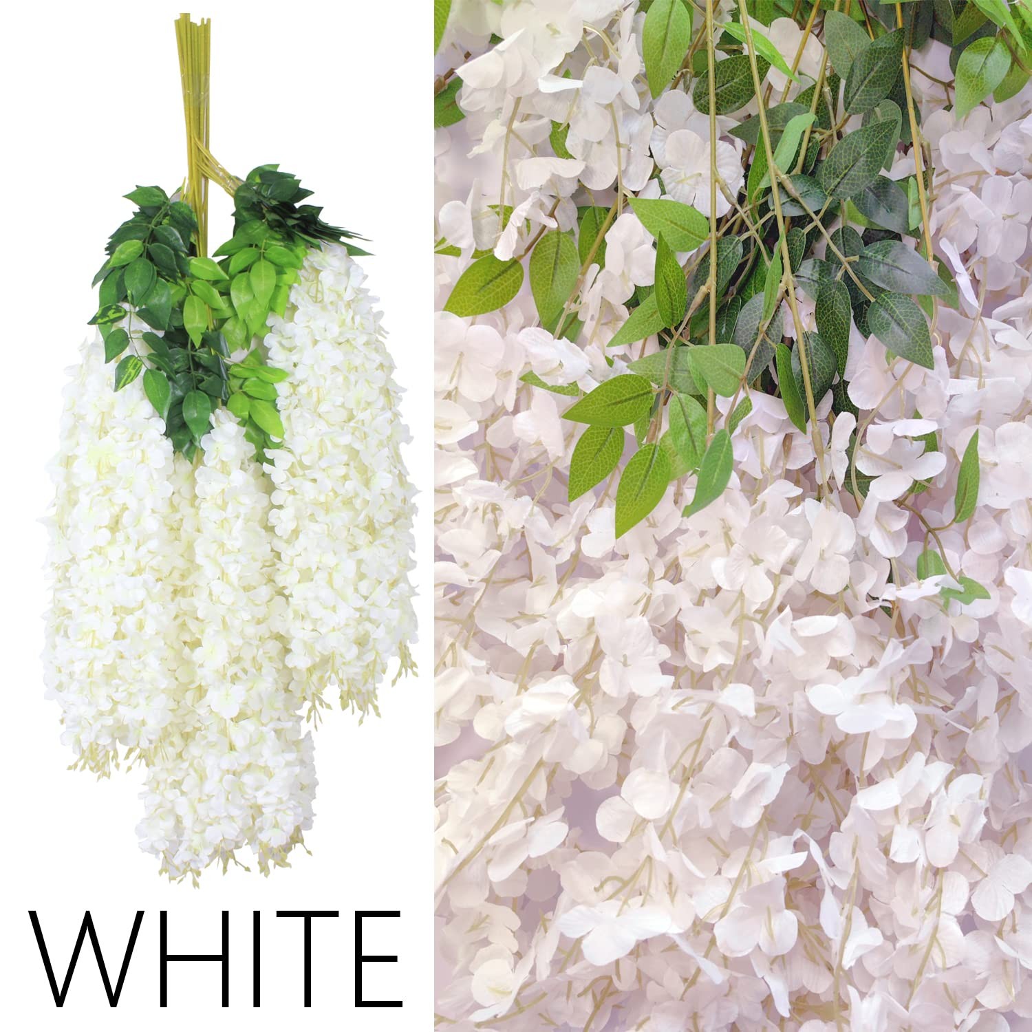 Wisteria Hanging Flowers 24 Pack Artificial Flowers Fake Wisteria Vine Rattan…