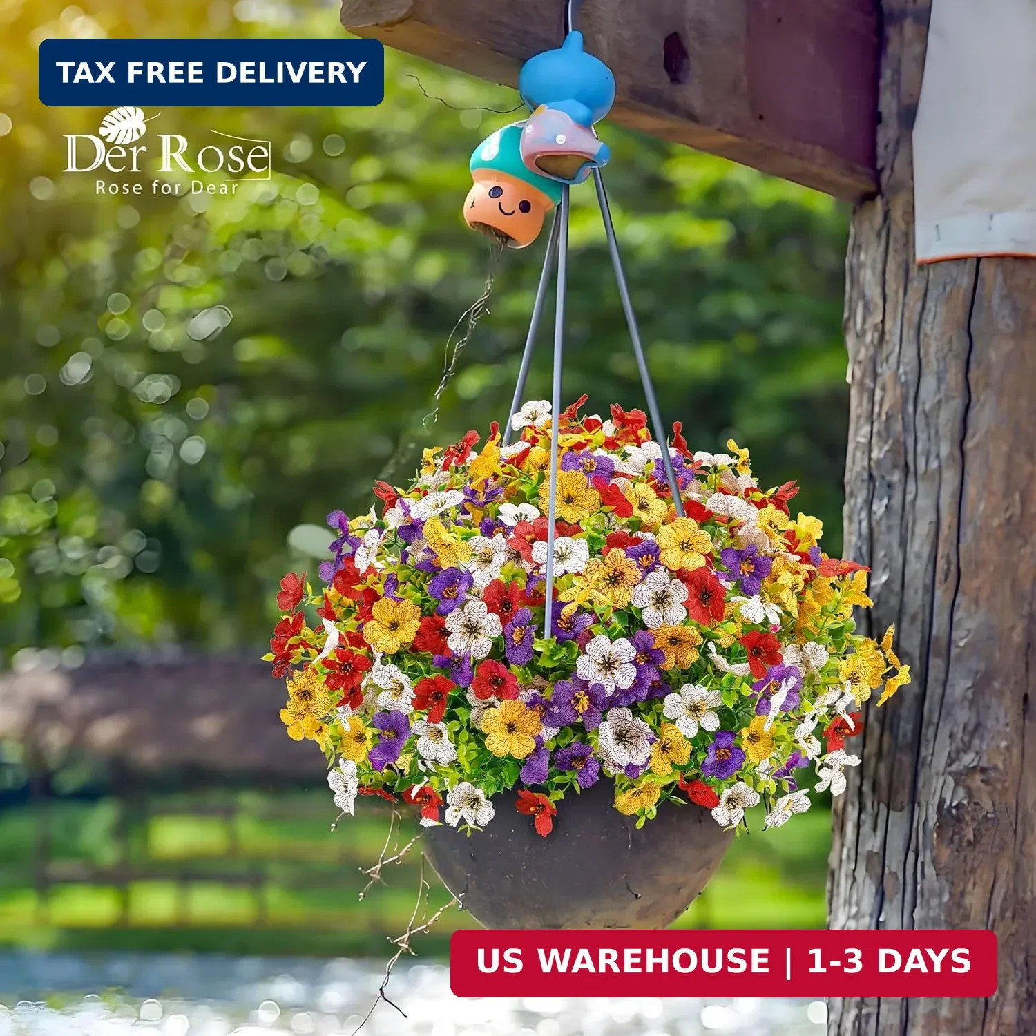 Der Rose 12 Bundles Artificial Daisy Fake Flowers for Outdoors, UV Resistant