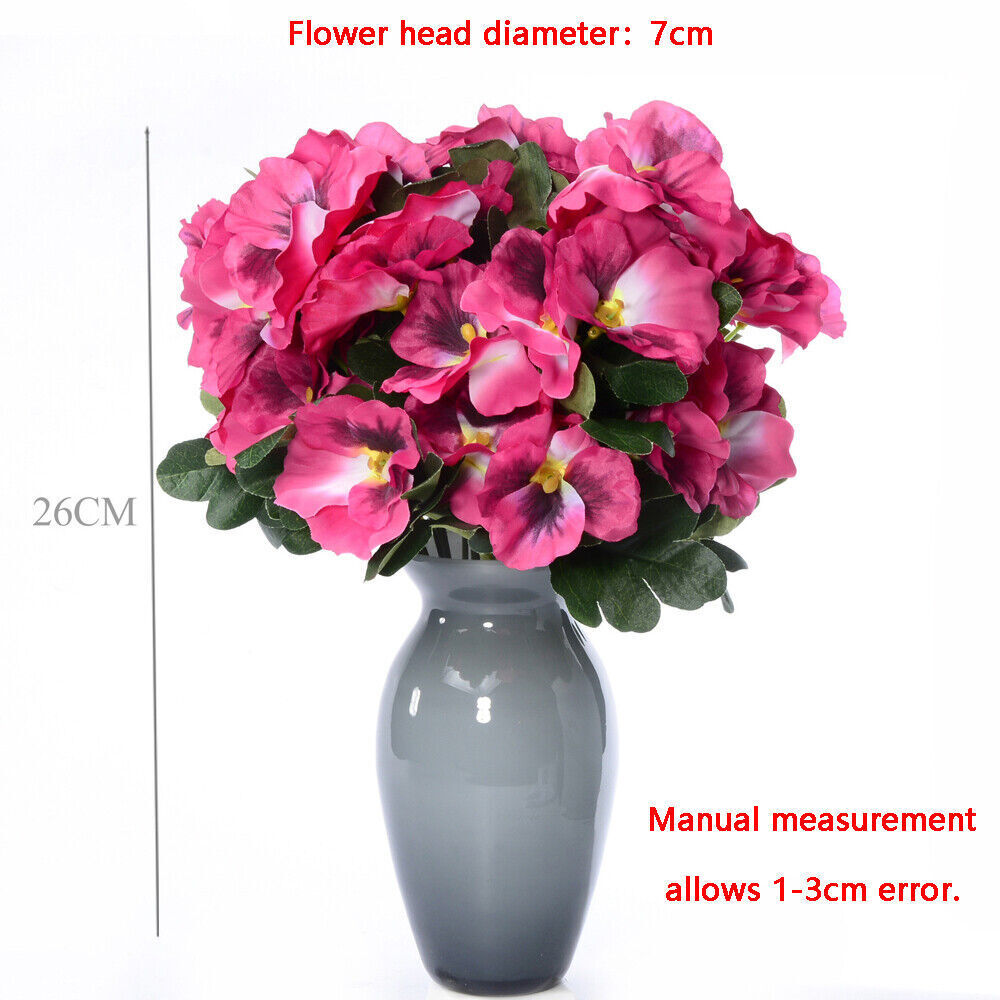 10 Heads Stems Artificial Silk Flowers Pansy Bunch Home Wedding Garden Outdoor