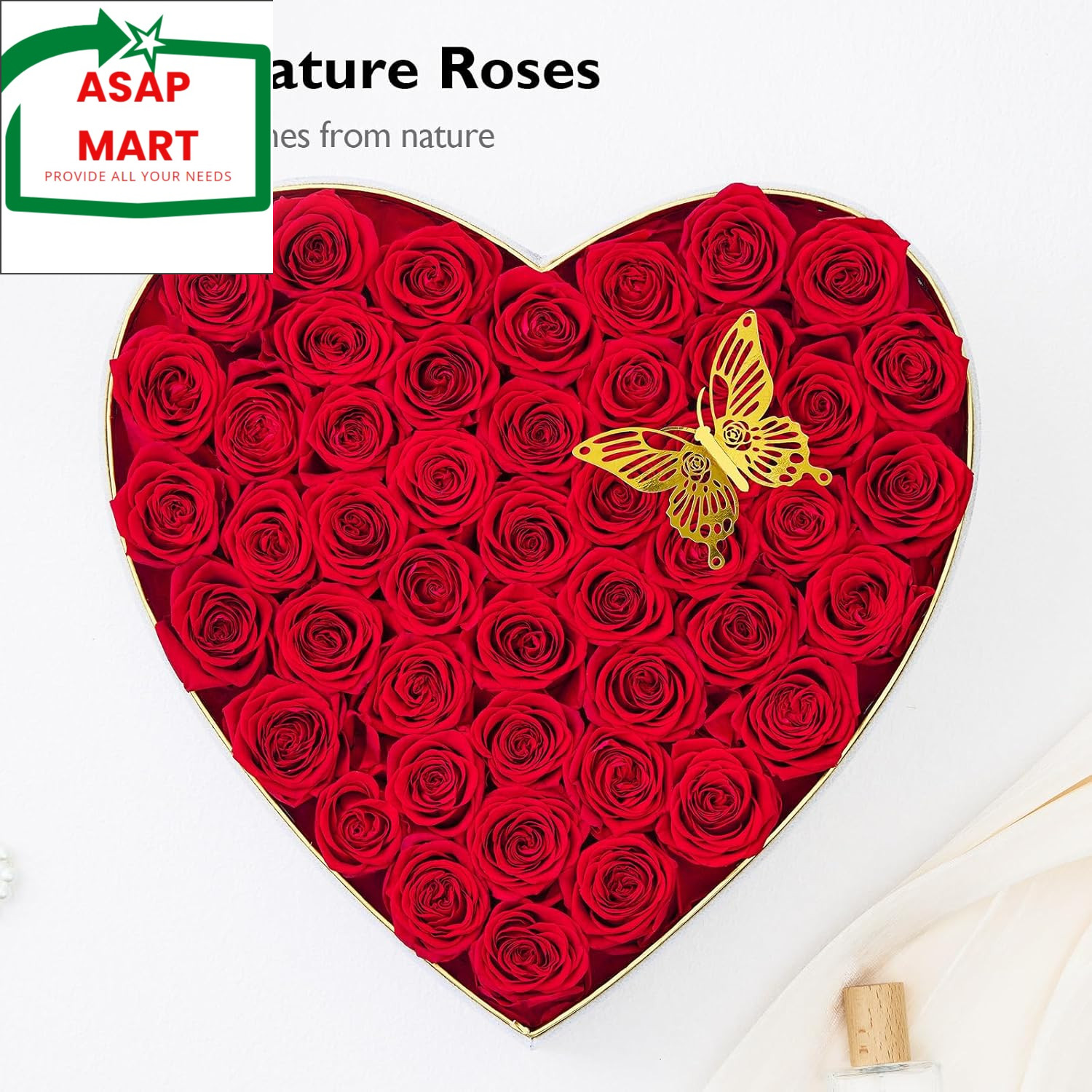 Eterfield 47-Piece Forever Flowers in Heart Shape Box, Preserved Roses That Last