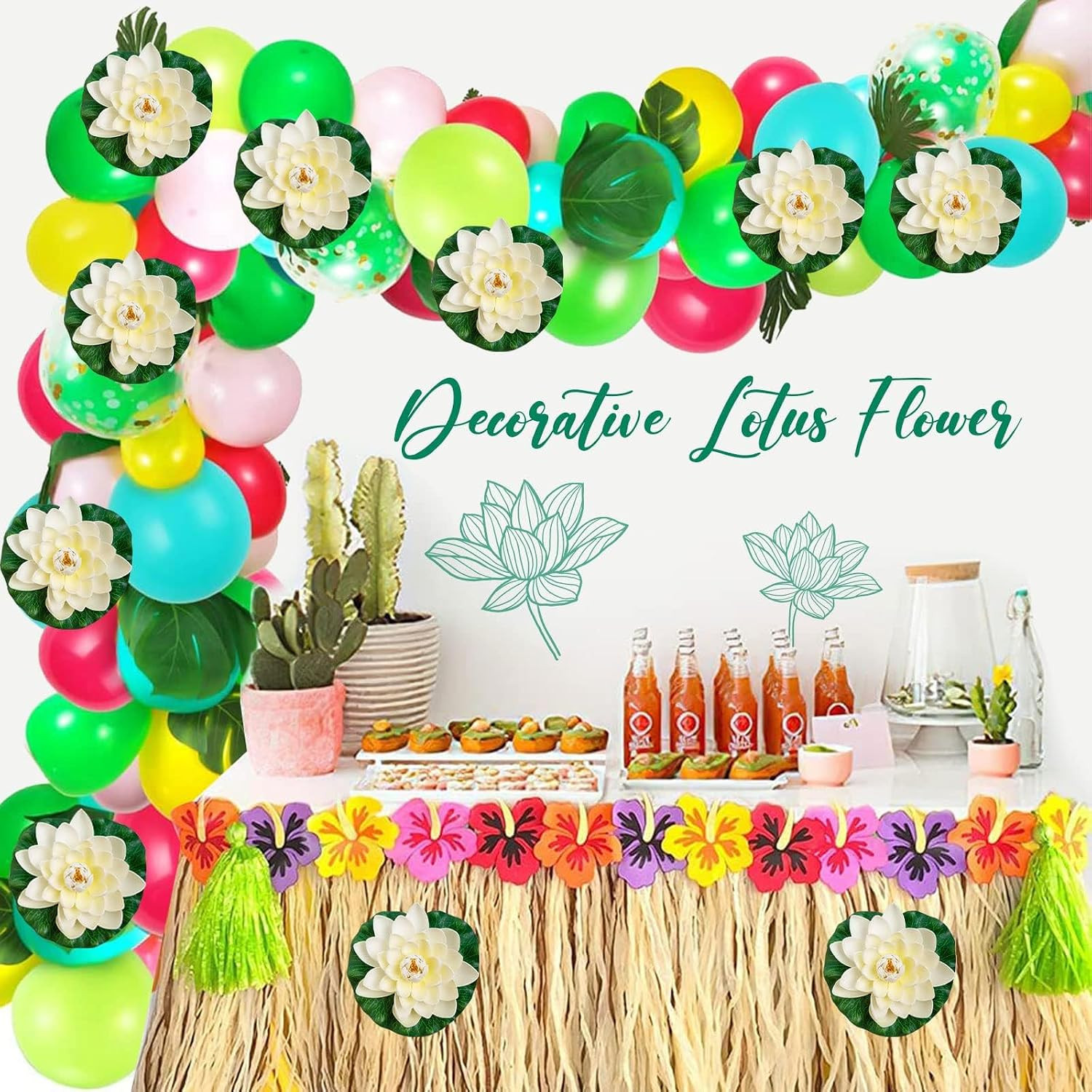 8Pcs Artificial Lotus Flower Decor, 7Inch & 4Inch Floating Foam Lotus Flowers, O