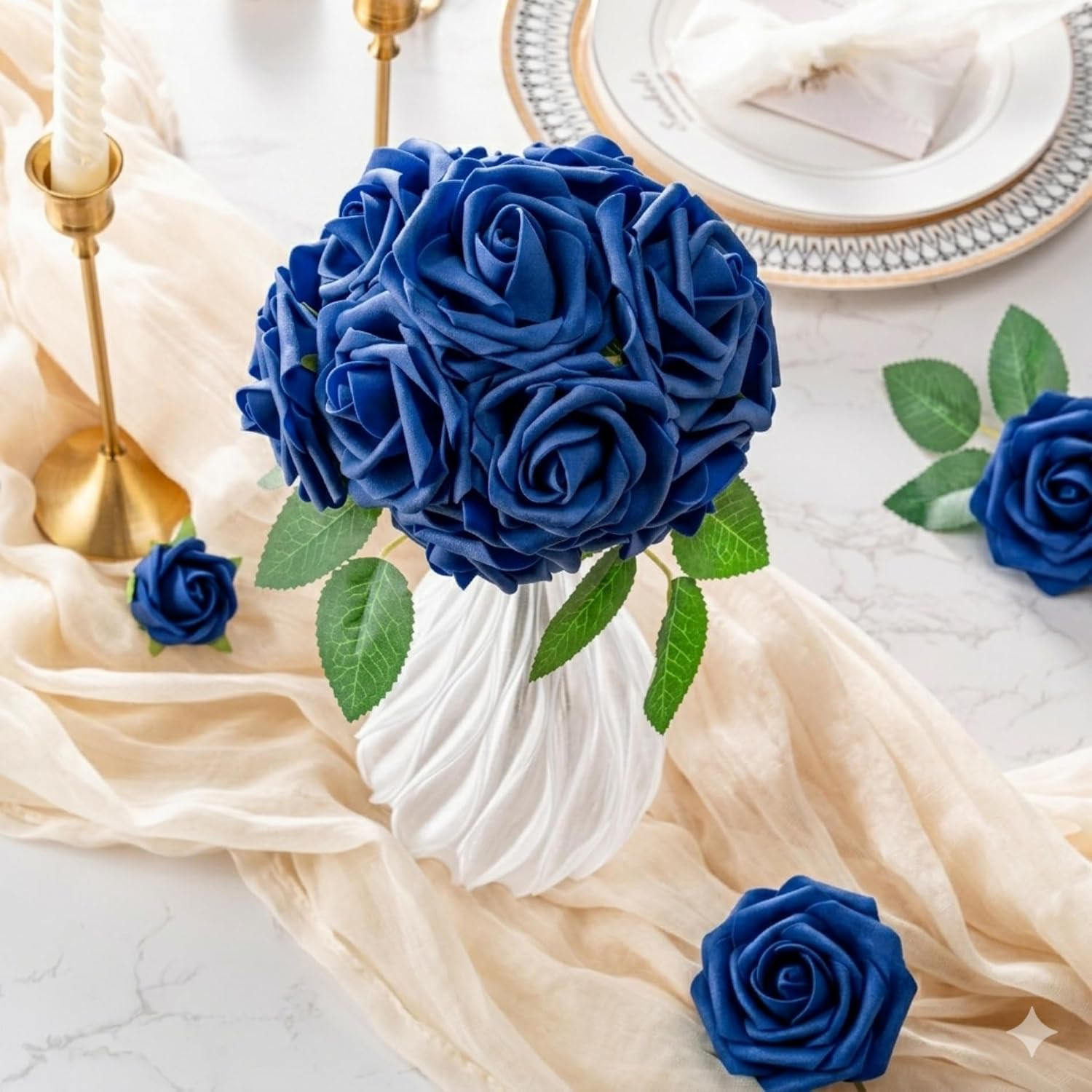 Artificial Flowers 25pcs Foam Fake Roses with Stems for DIY Wedding Bouquets …