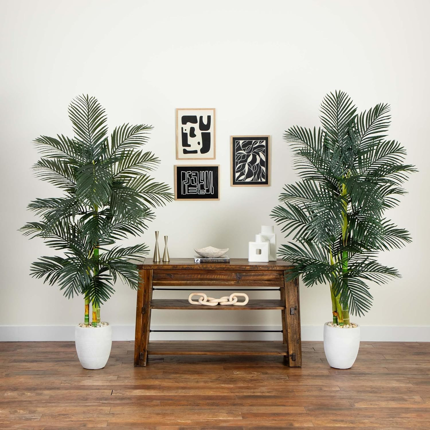 6-FT Artificial Golden Cane Palm Tree Set of 2 Fake Palm Trees with Three Realis