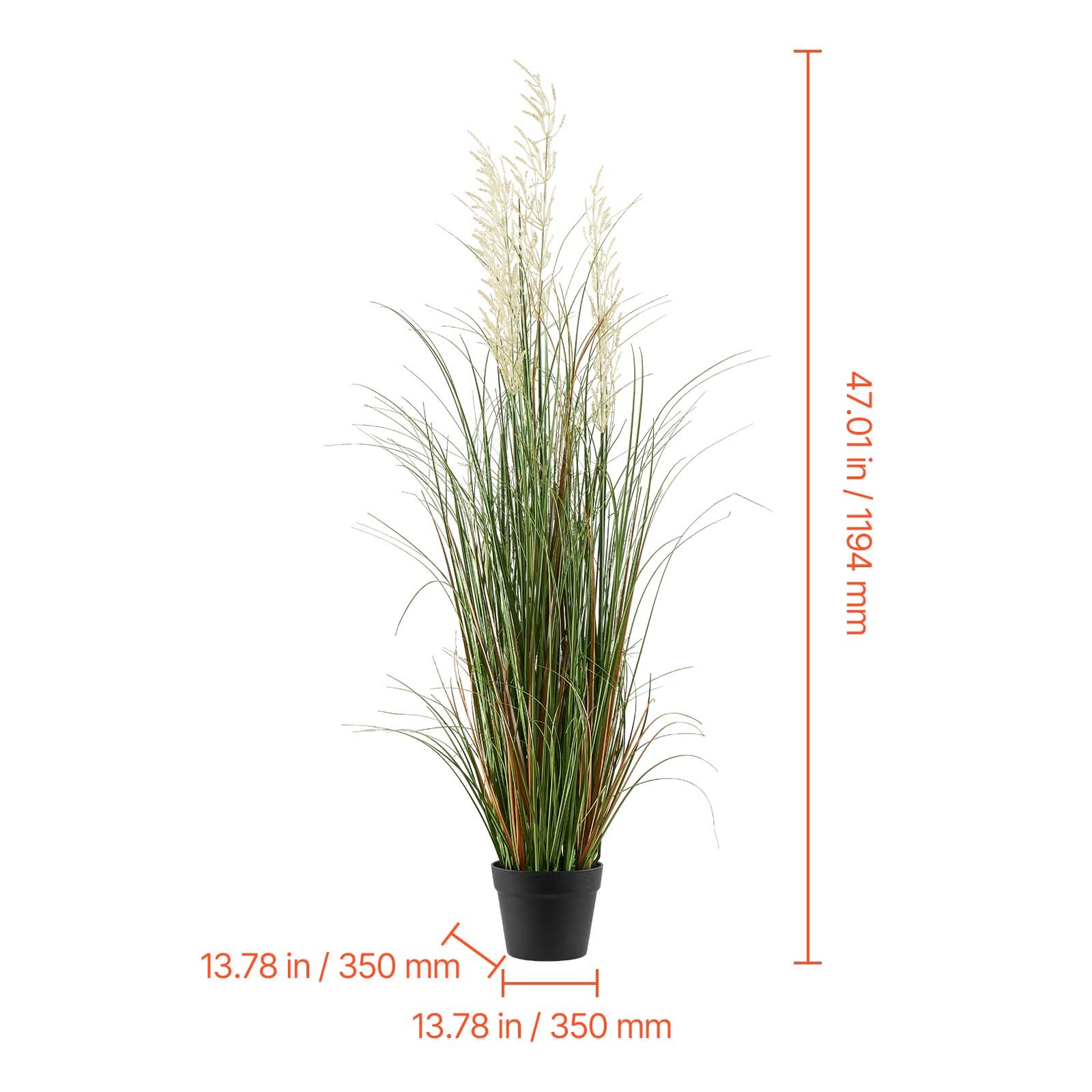 Uimoso Artificial Grass Plant 47-Inch Reed Flower Grass in Pot, Set of 2, Green