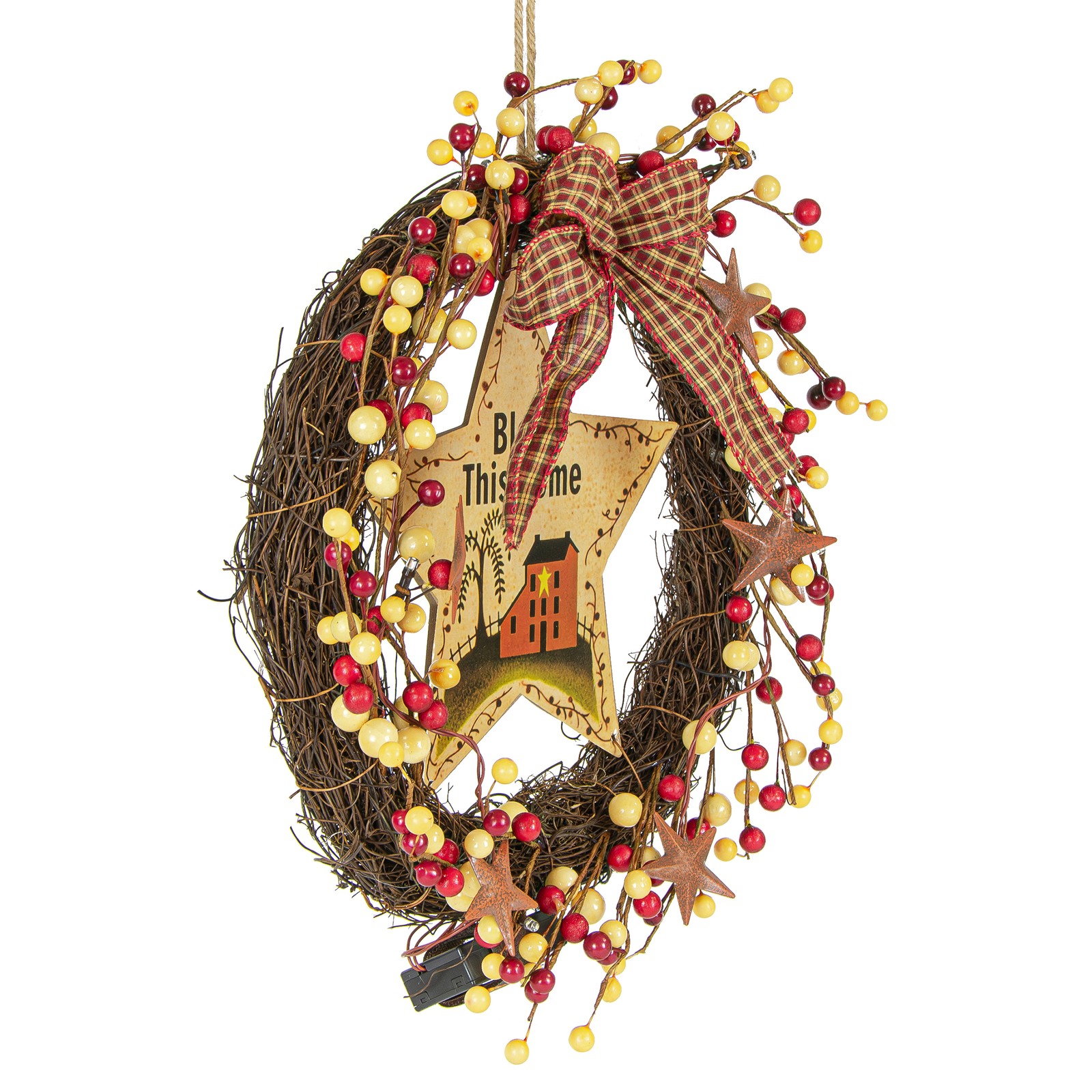 Illuminated “Bless This Home” Country Star Decorative Wreath 12″ x 12″