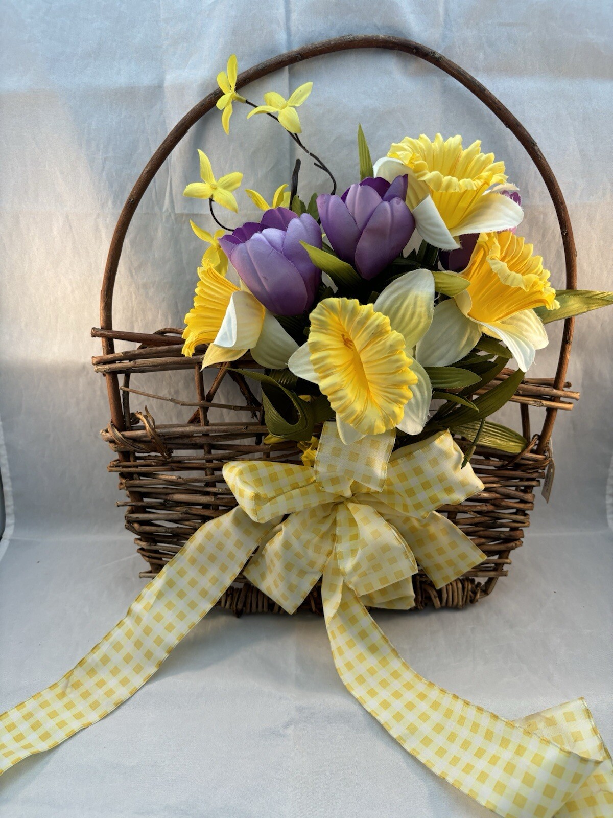 Hanging Door Wall Basket with Spring Summer Faux Flowers