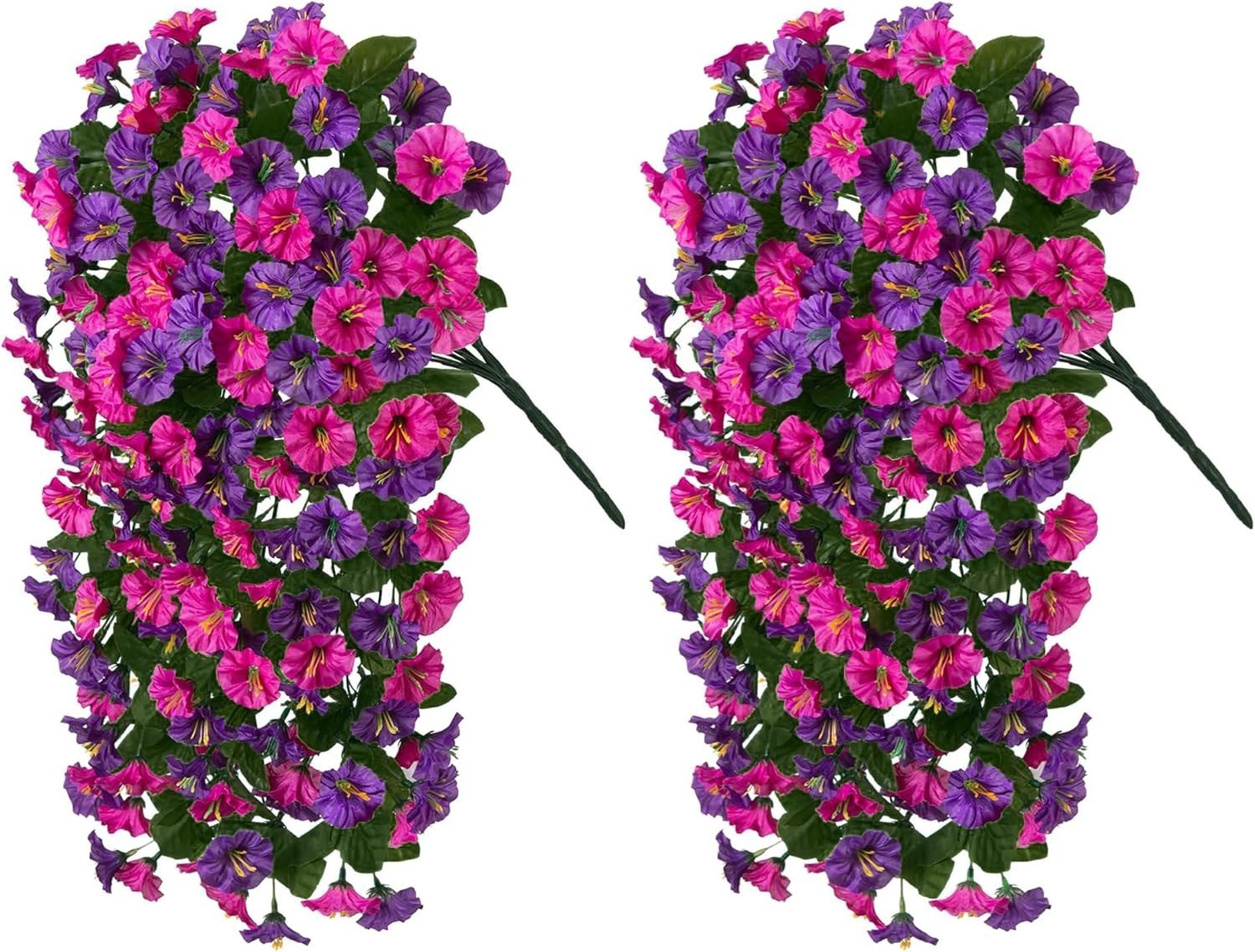 Elegant Outdoor Faux Silk Flower Vines – 2PCS UV Resistant Dark Purple & Fuchsia