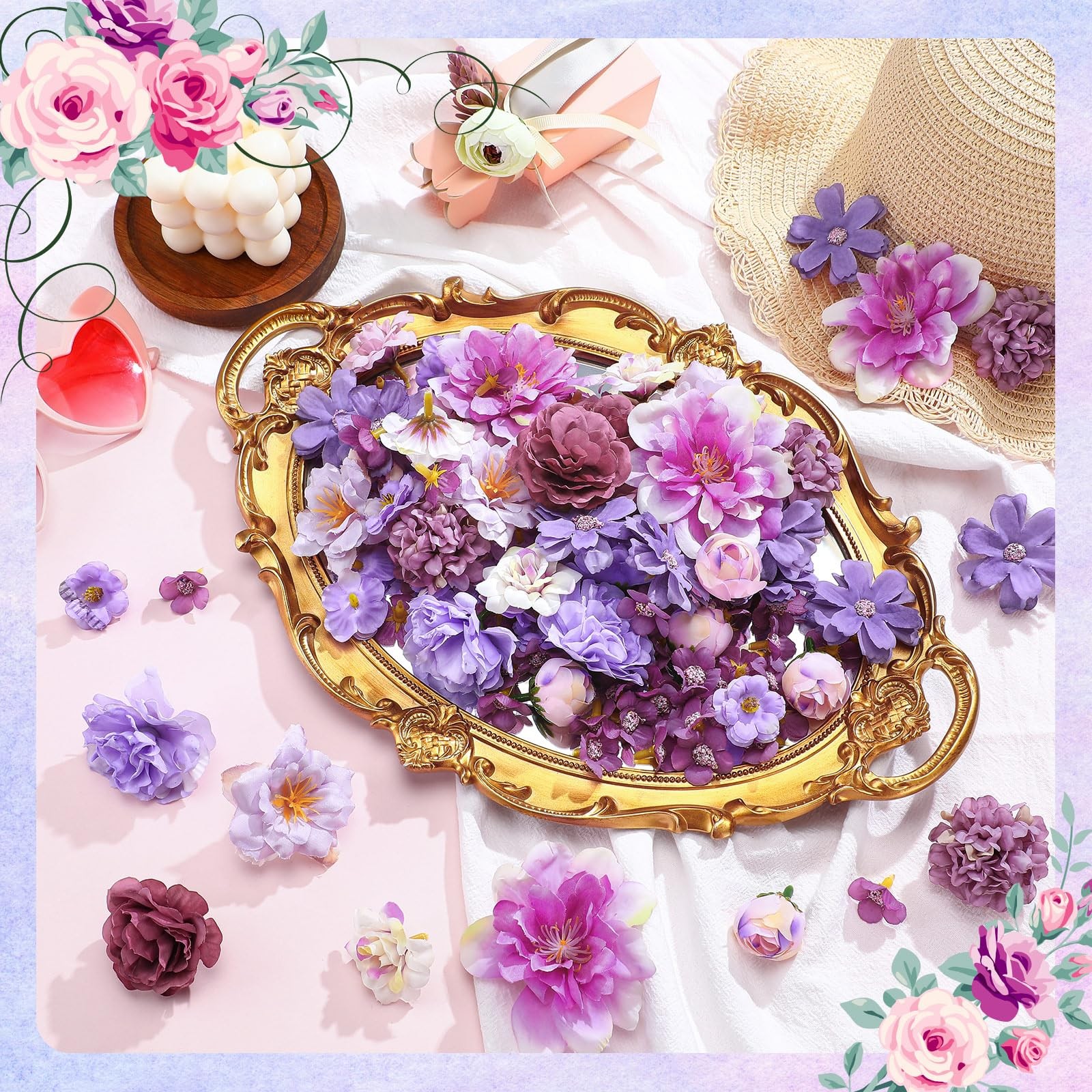 120 Pcs Artificial Flowers Bulk Mini Silk Flower for Crafts Fake Small Flower…