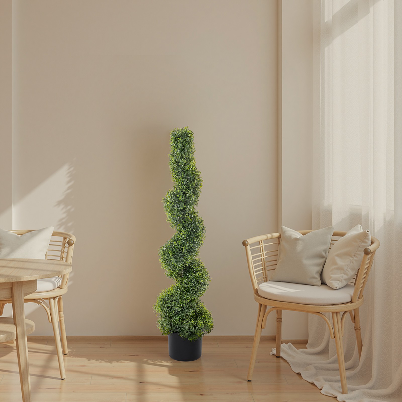2pcs Green 115cm Spiral Boxwood PVC Artificial Tree