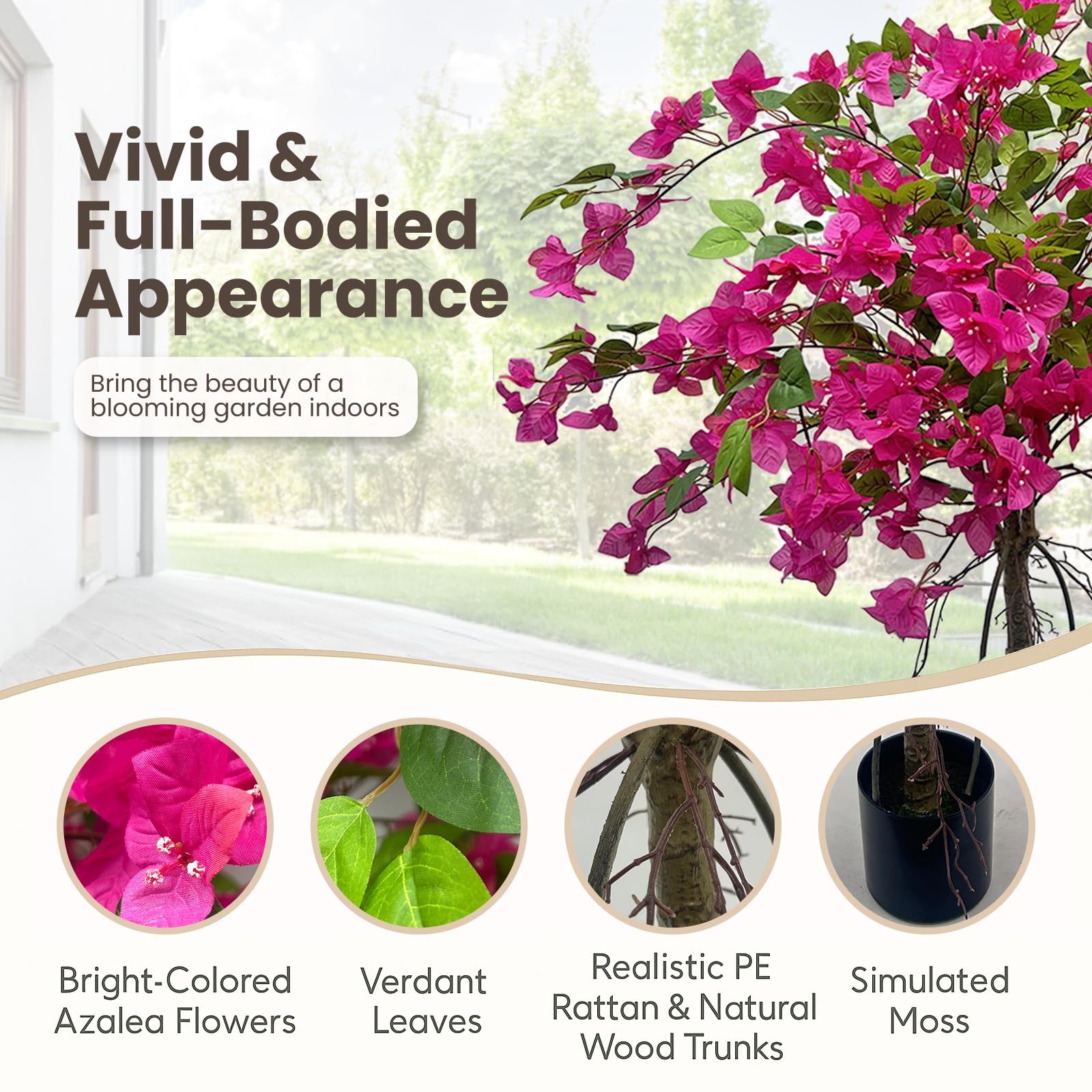 3FT Artificial Bougainvillea Tree – Realistic Faux Bougainvillea Tree with Pi…