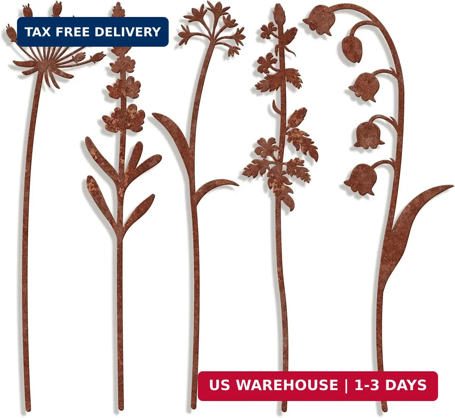 5 Pack Metal Flowers for Outside, Decorative Garden Stakes, Decorative Plant Sta