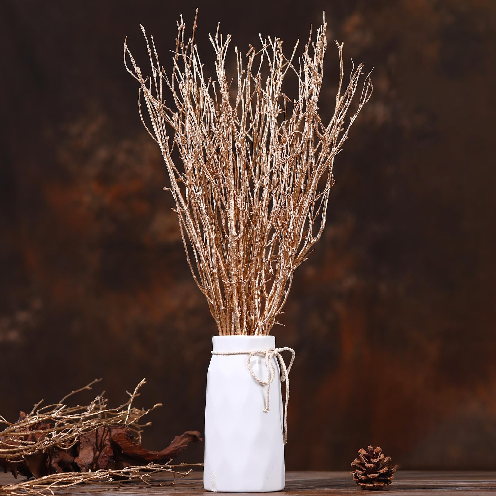 Real Dried Birch Twigs – Painted Golden Decorative Birch Branches for Vase, C…