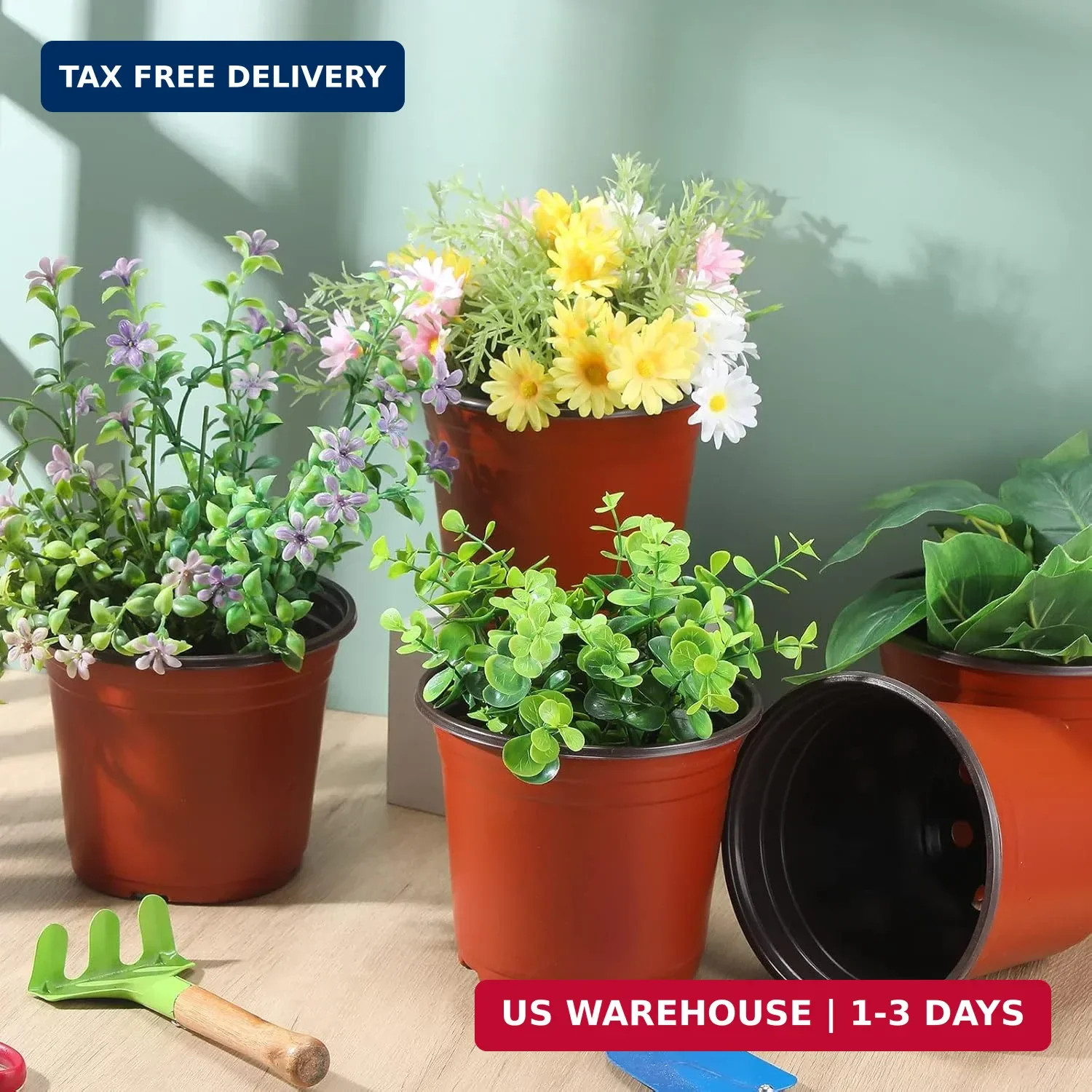 6 Inch Nursery Pots Bulk – Plastic Planter Pots with Drainage Holes for Seed Sta
