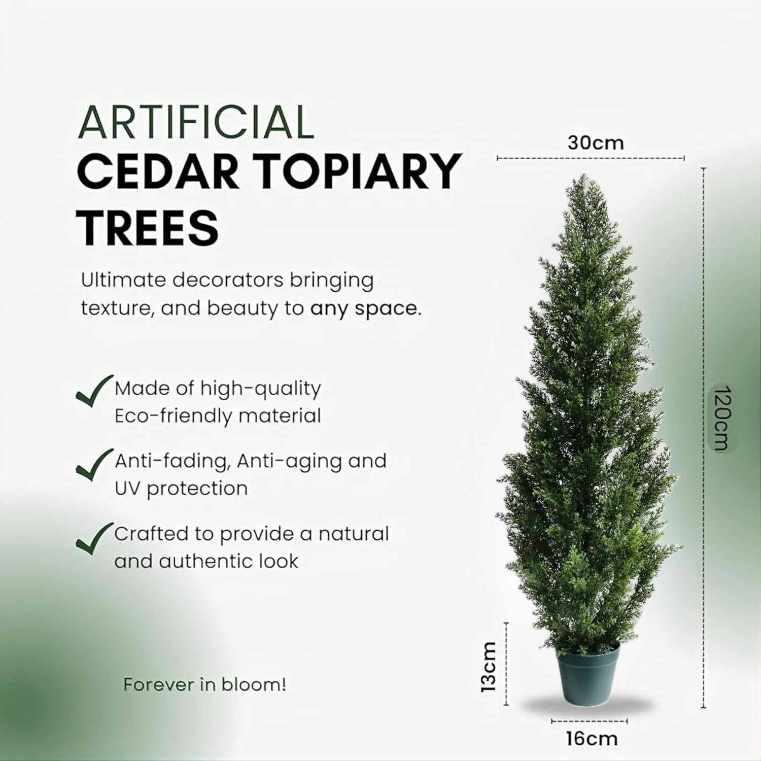 4 Feet Outdoor Artificial Topiary Cedar Tree, Set of 2 UV Resistant Potted Faux
