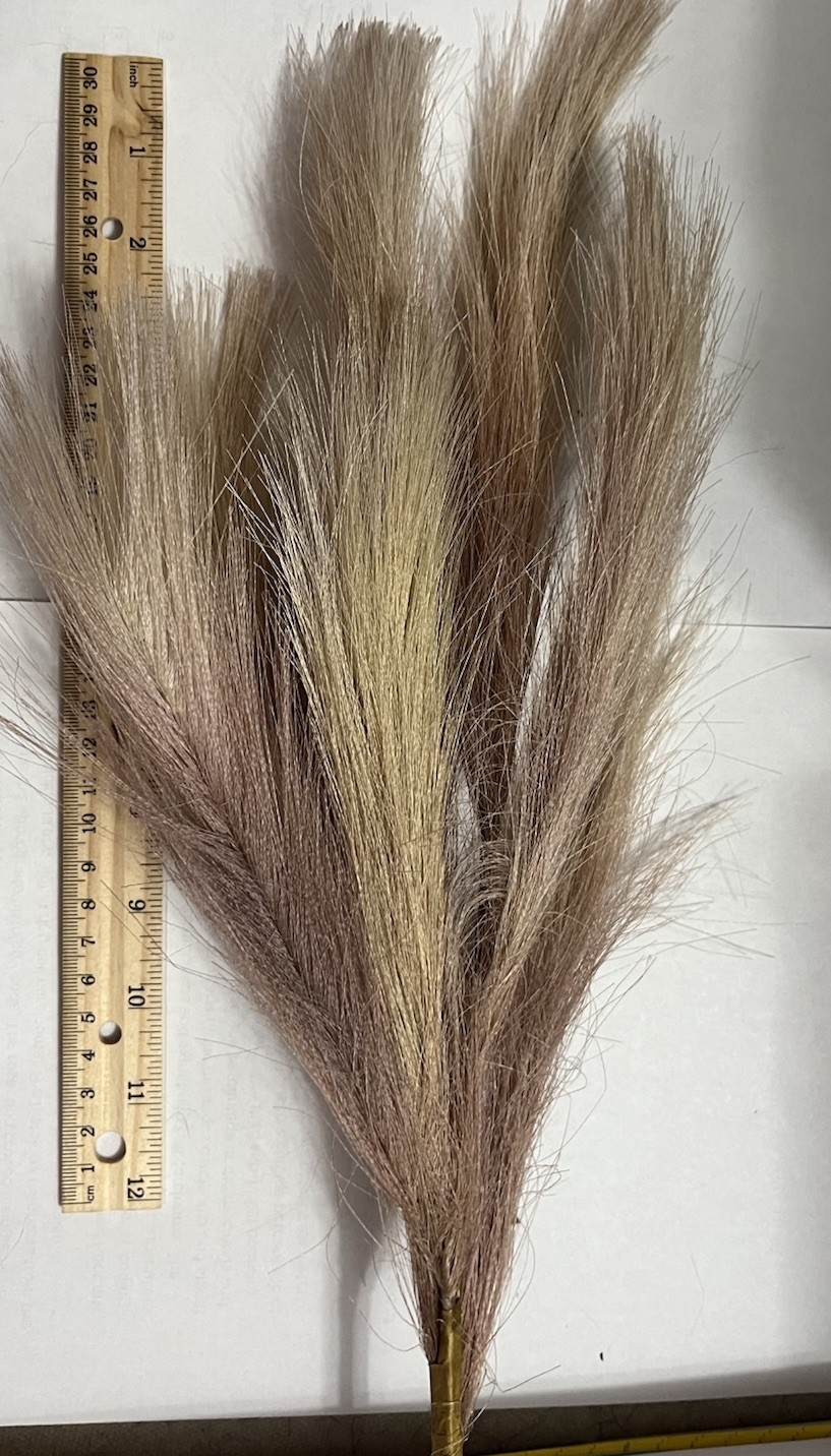 Ansemble of Faux Pampus Grass Bohemian Style Floral Arrangements about 5 Sprigs