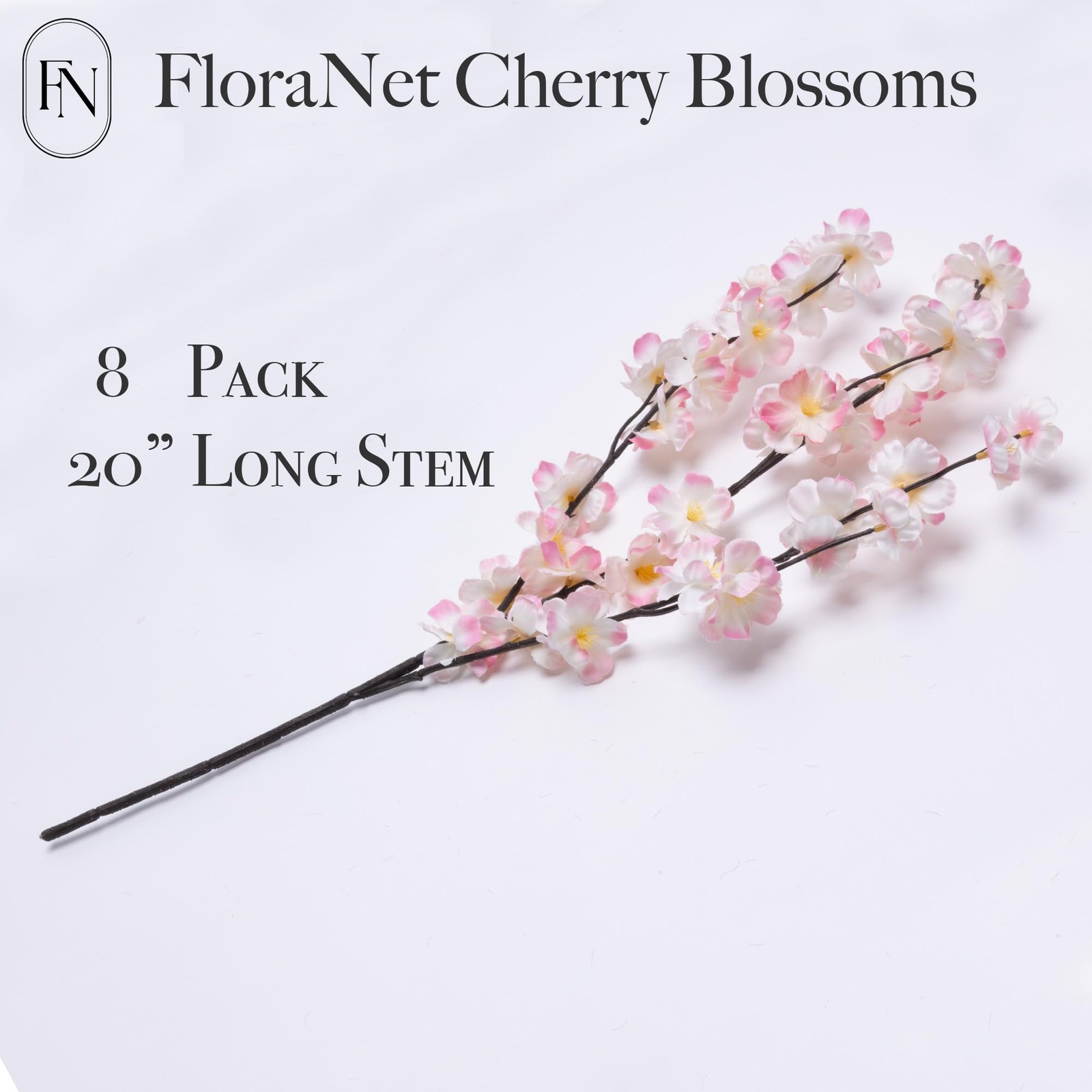 8 Pack Artificial Cherry Blossom Branches – 20 Inch Real Touch Silk Flowers w…