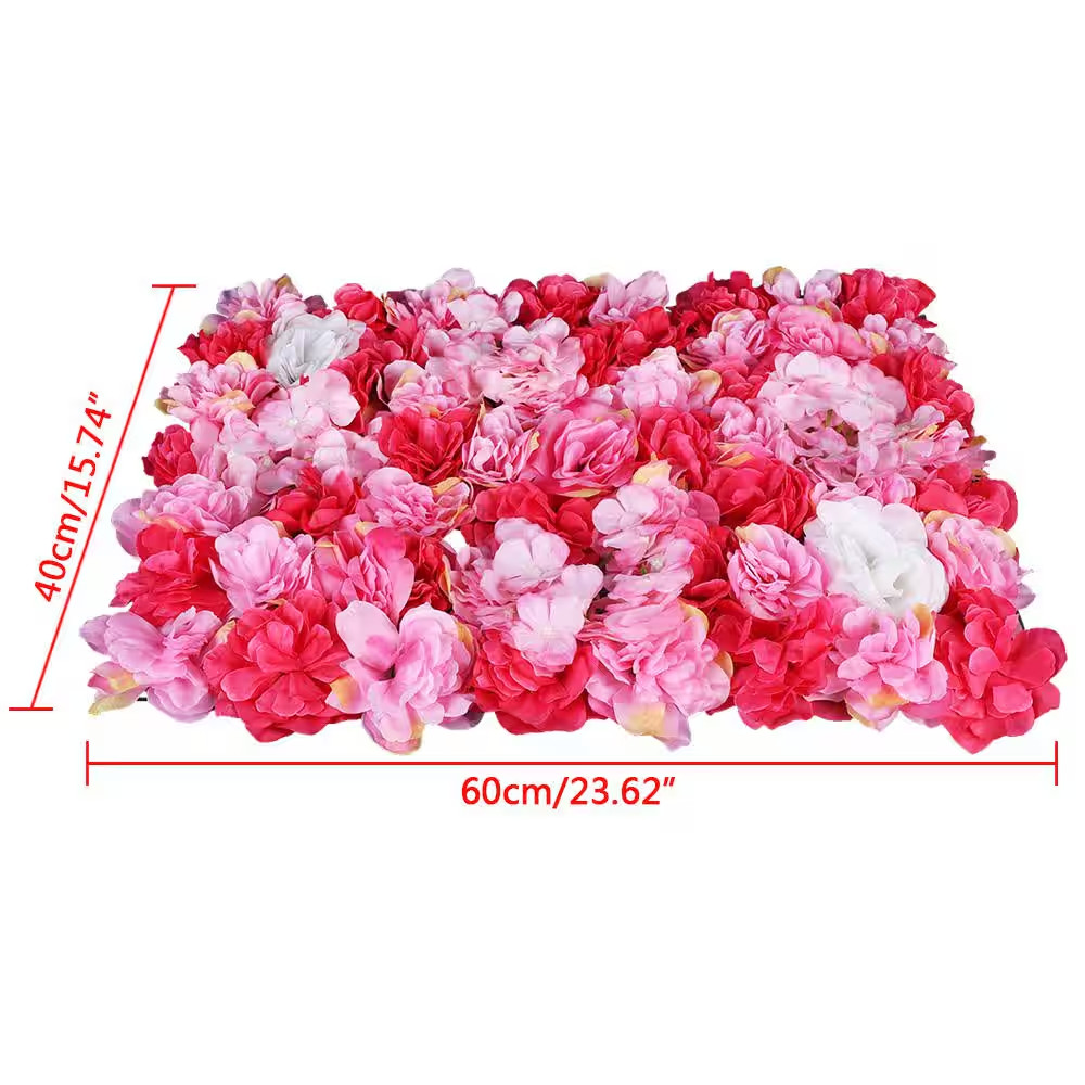 15.74 In. X 23.62 In. X 0.79 In. 6 Pieces Artificial Silk Rose Flower Wall Panel