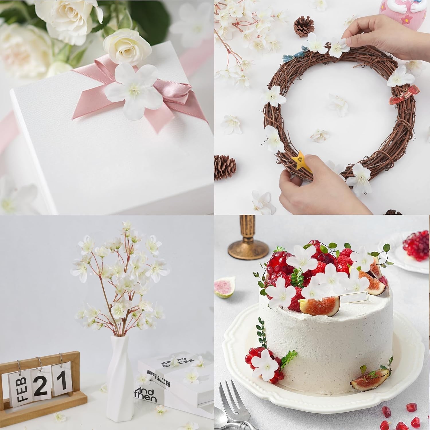 100 Pcs Mini White Cherry Blossom Head Artificial Small Cherry Blossom Head Fake