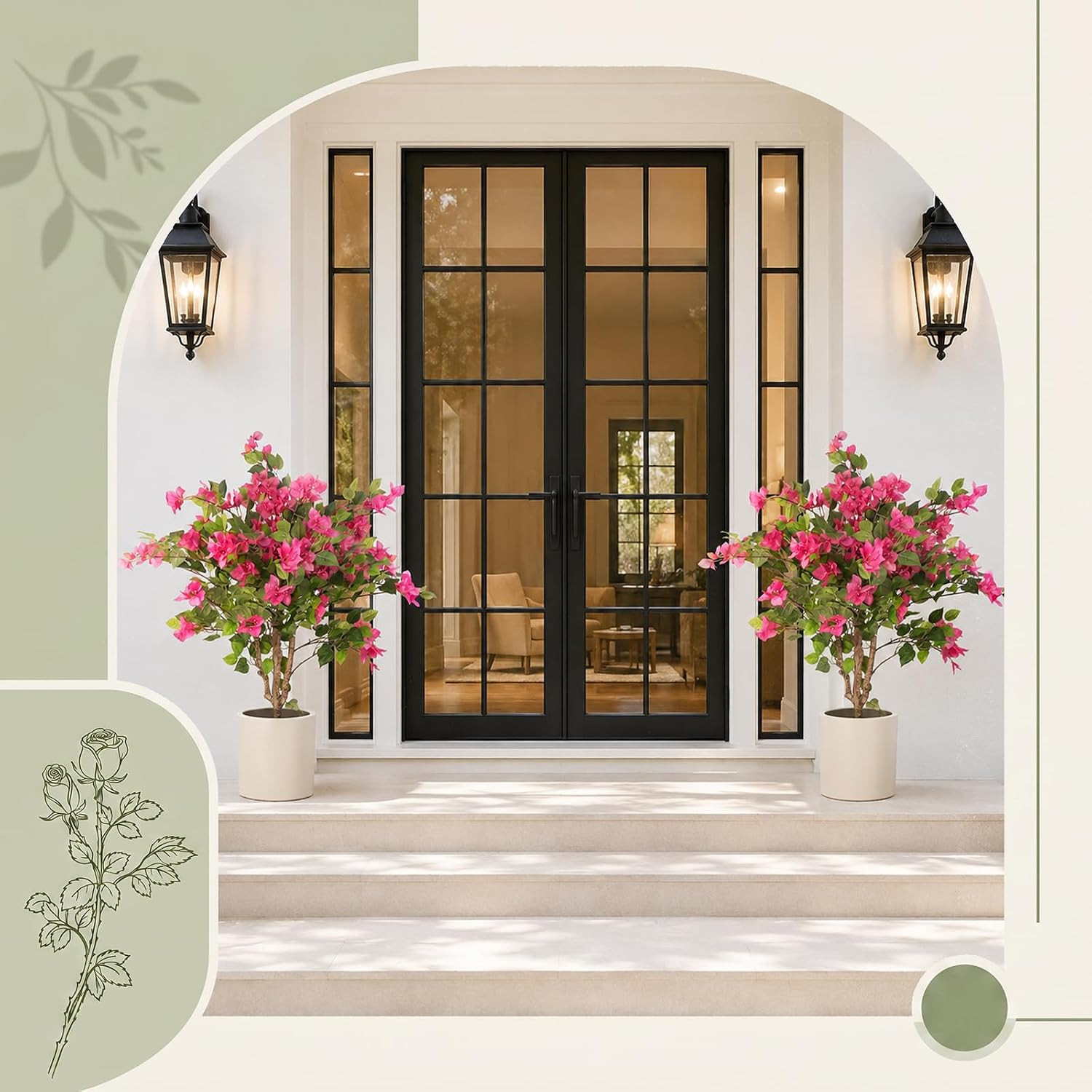 3FT Artificial Bougainvillea Tree, Faux Bougainvillea for Indoor Outdoor Decor,
