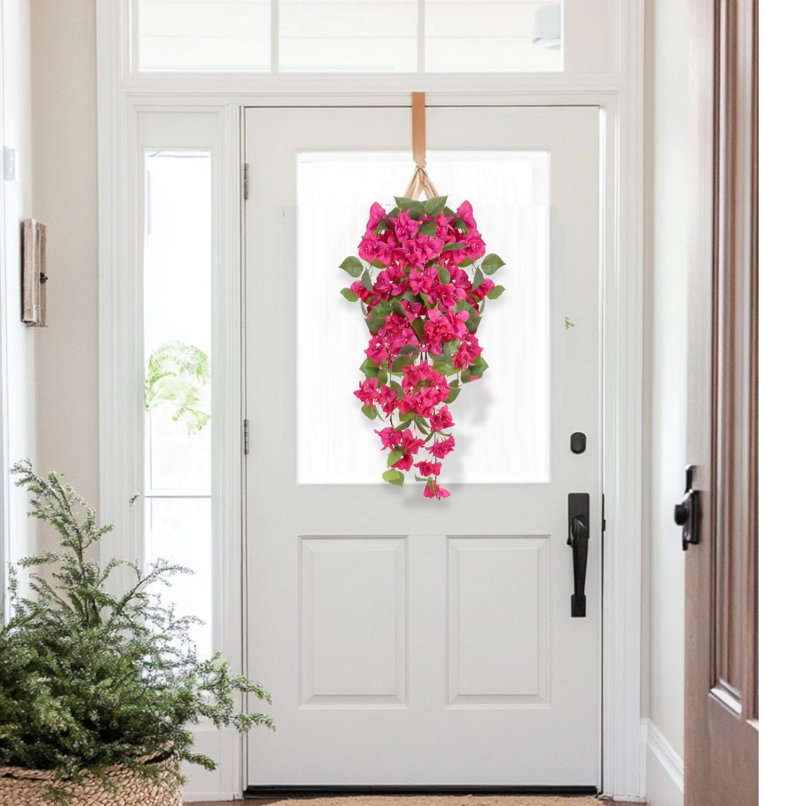 2PCS Bougainvillea Artificial Hanging Flowers 41.3″ Hot Pink Bougainvillea Ar…