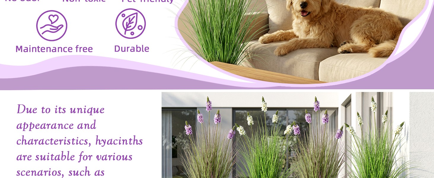 Artificial Plants Indoor Tall Grass Plants with Hyacinth Flower 35.4In Tall
