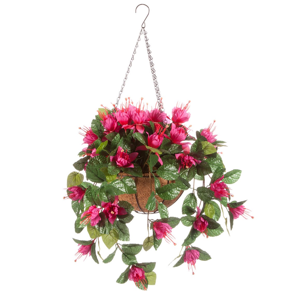 OakRidge Fully Assembled Artificial Fuchsia Hanging Basket, Pink