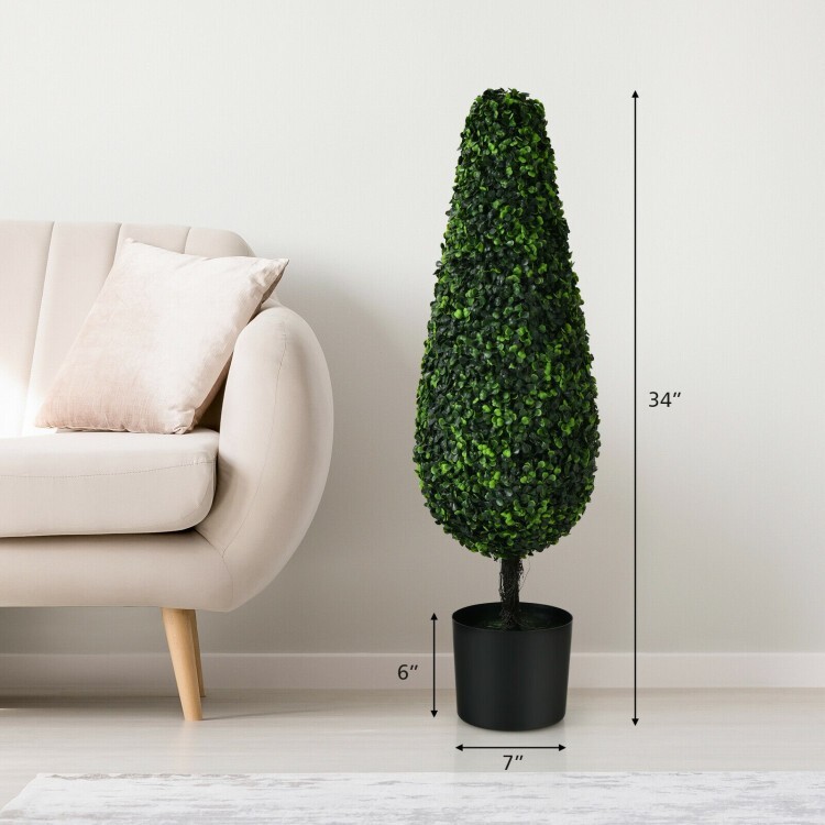 2 Pack Artificial Tower 3FT Topiary Tree UV Resistant Indoor Outdoor Office Tree