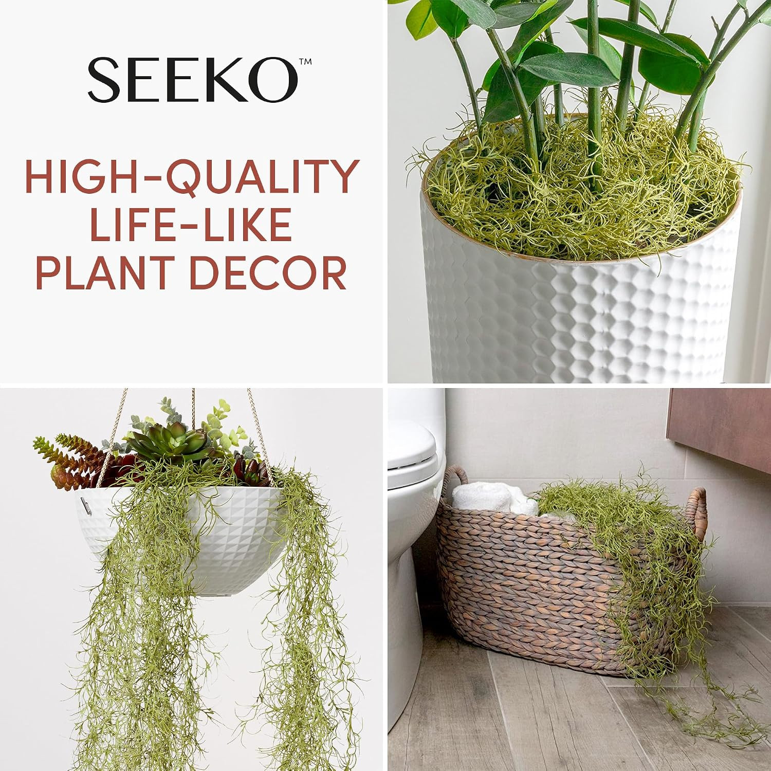 Fake Spanish Moss 6 Pack – Artificial Hanging Moss Decor | 33″ Strands, Faux Mos