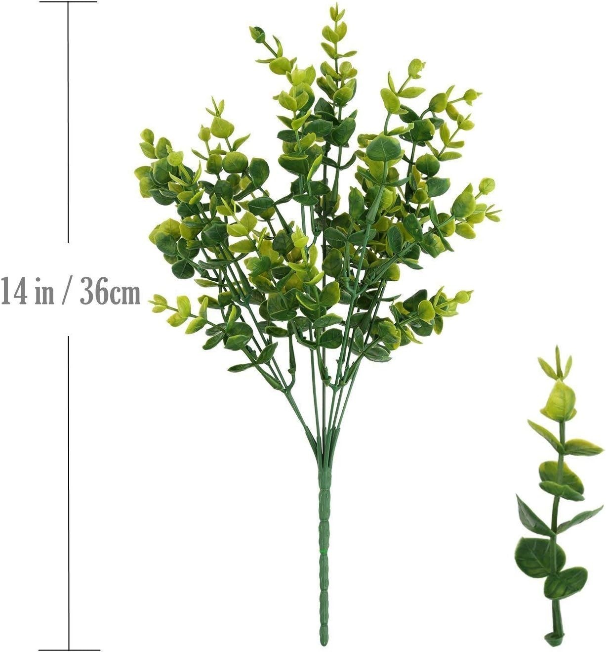 Artificial Shrubs Bushes, Plastic Eucalyptus Leaves Fake Green Plants Wedding…