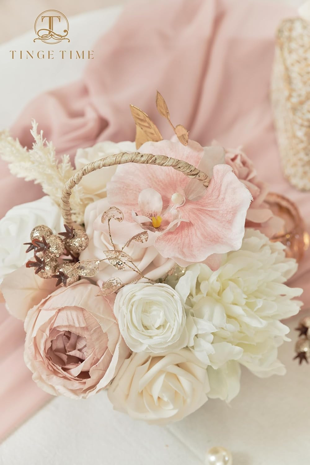 Artificial Flowers Combo Mix Silk Flowers Pink Roses W/Stem for DIY Wedding Brid