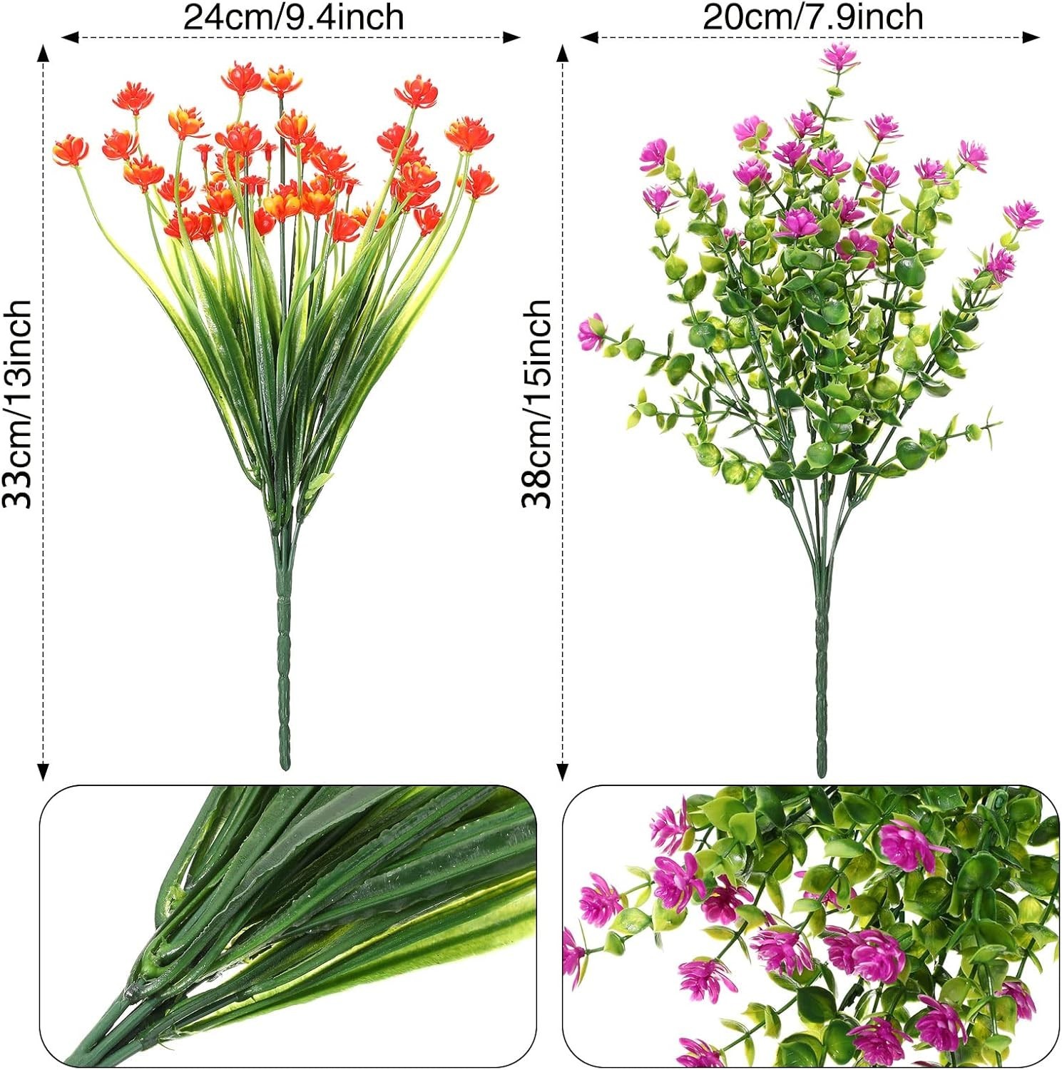 Vibrant 12 Bundles Faux Plants – Lifelike UV Resistant Floral Decor for Indoors