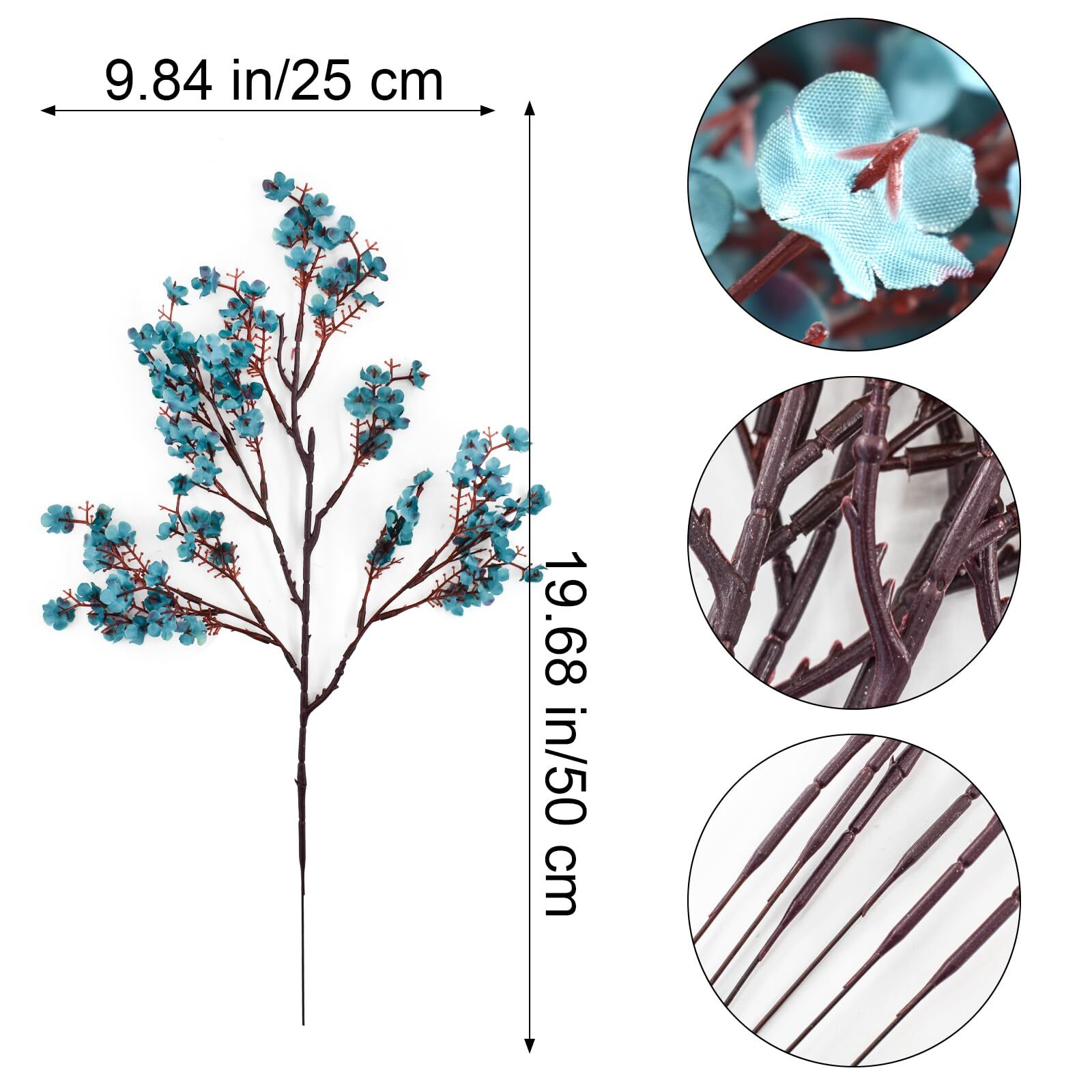 Autumn Blue Babys Breath Artificial Flowers 6Pcs Real Touch Gypsophila Bouquet