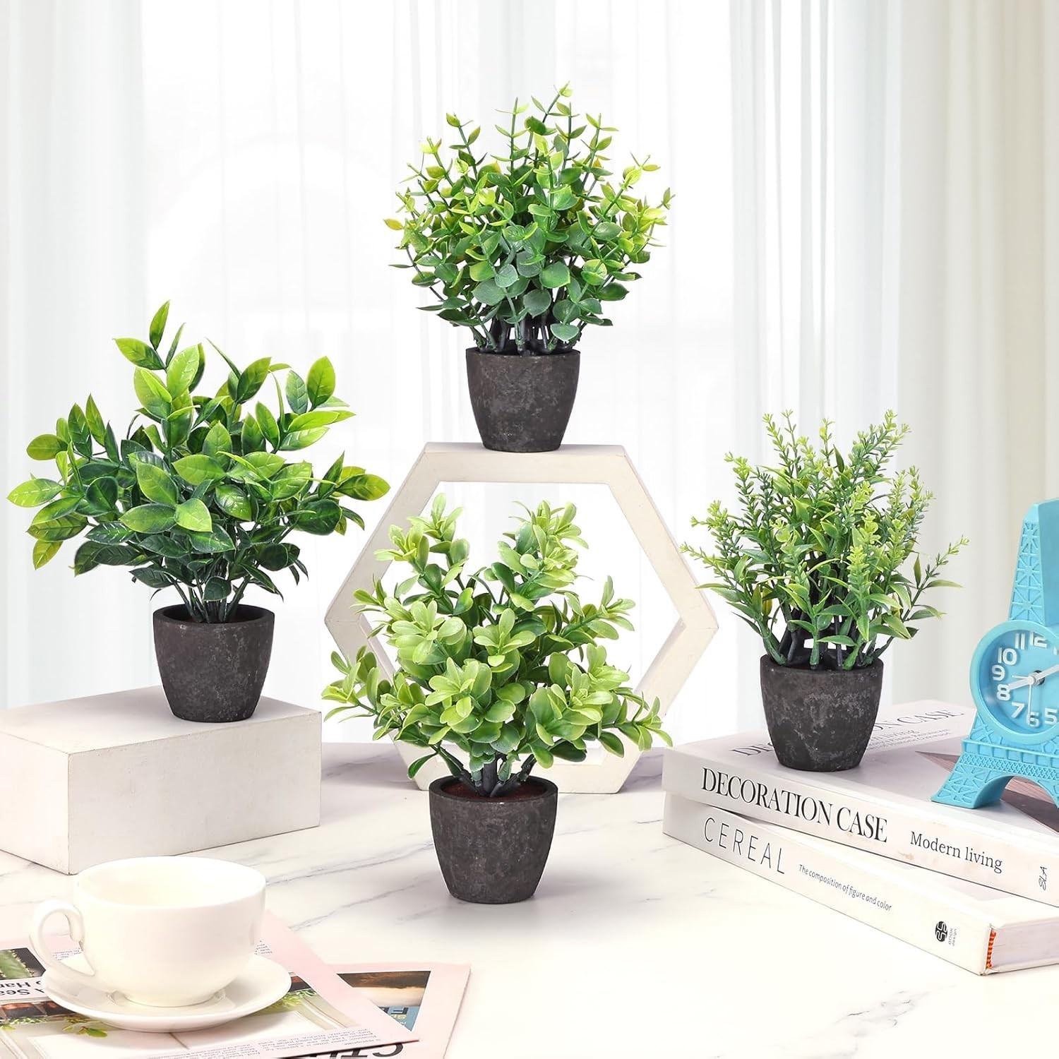 4 Pack Small Fake Plants Eucalyptus Rosemary Succulents Plants Artificial in …