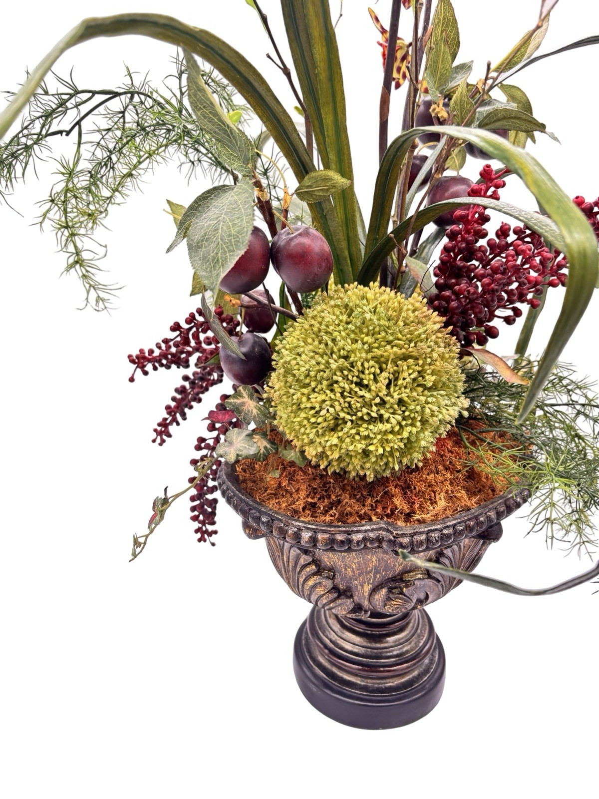 Botanical Floral Design In Black Urn
