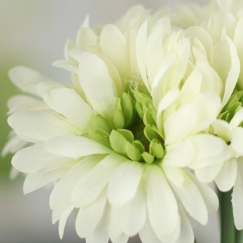 Set of 2 Cream Green Artificial Gerbera Daisy 10-1/2″ Bundles