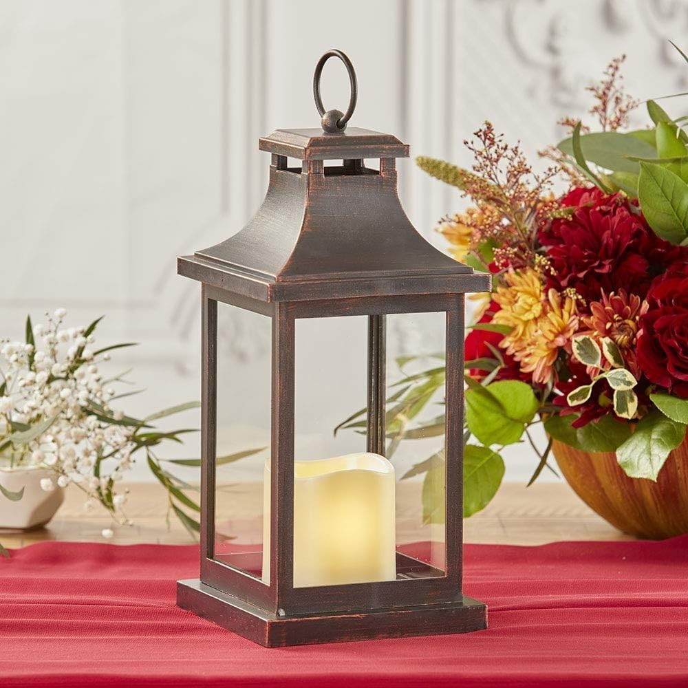 NEW Kate Aspen Lanterns LED Vintage Decorative Distressed Brown 12″ Tall