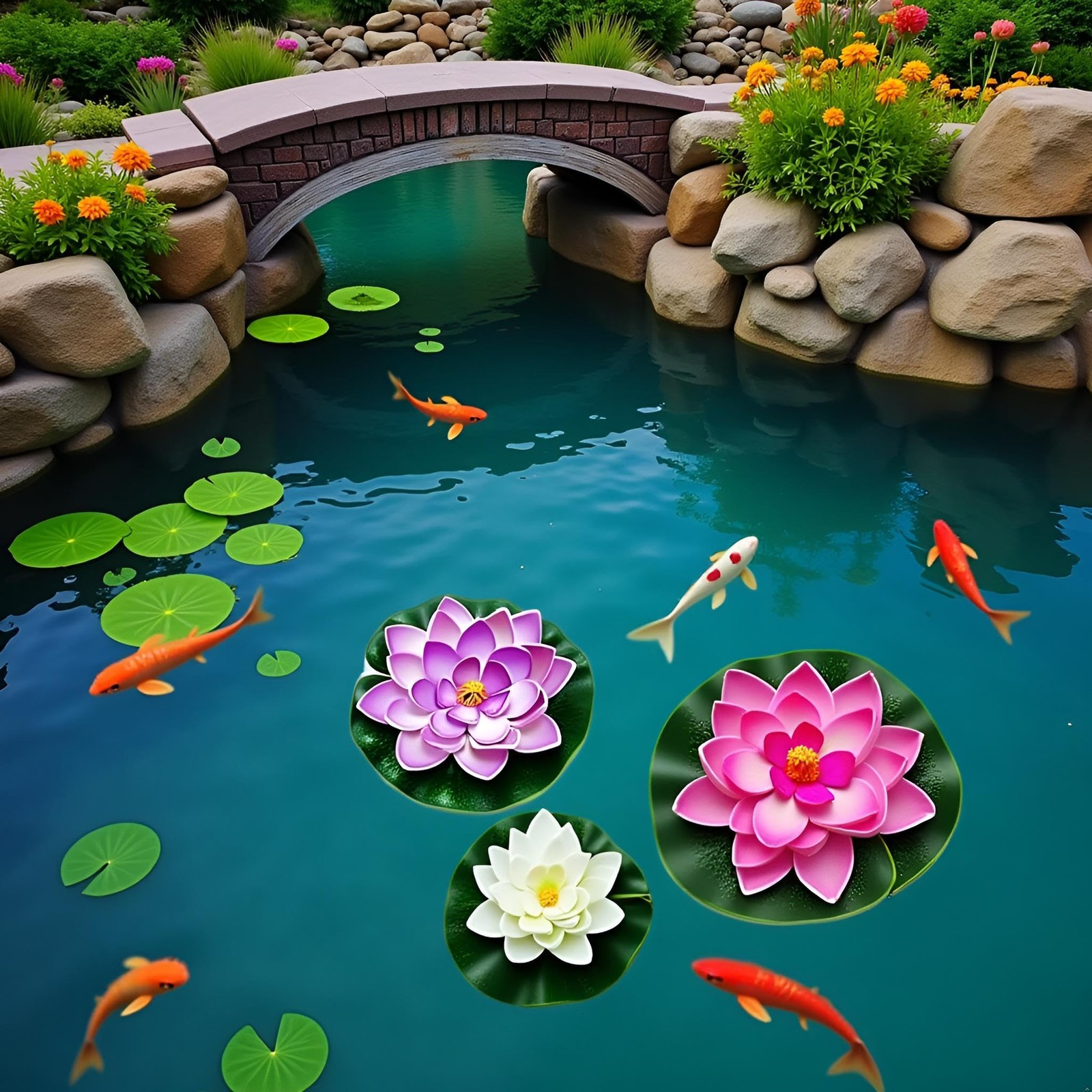 4 Pcs Artificial Water Lily Foam Lotus Flower Pond Decor for Pond Patio Garde…