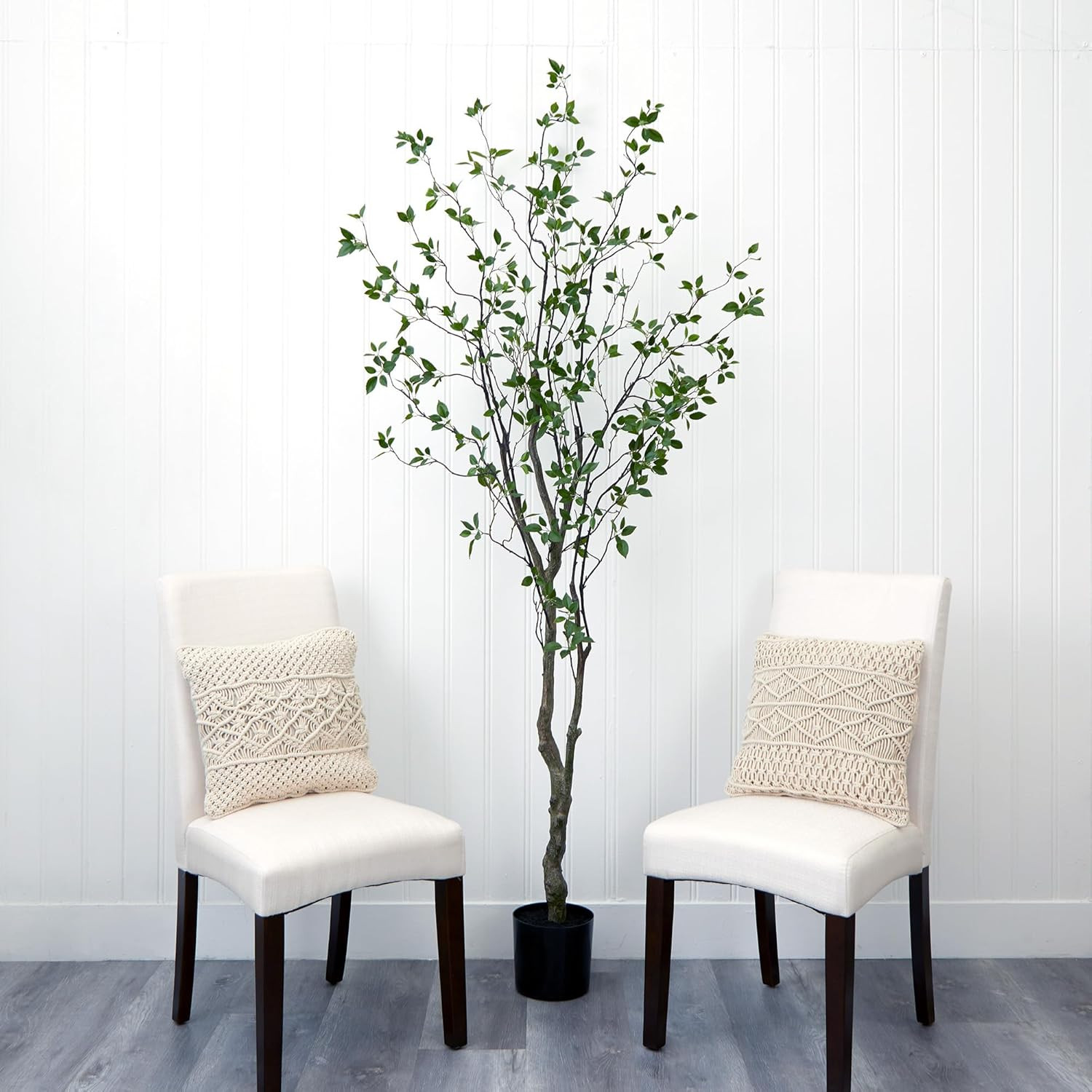 Nearly Natural 8Ft Minimalist Artificial Citrus Tree, Faux Greenery for Indoor L