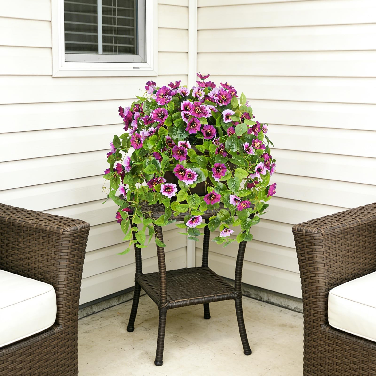 Fake Artificial Flowers Hanging for Outdoors Decor, 2 Bundles UV Resistant Fa…