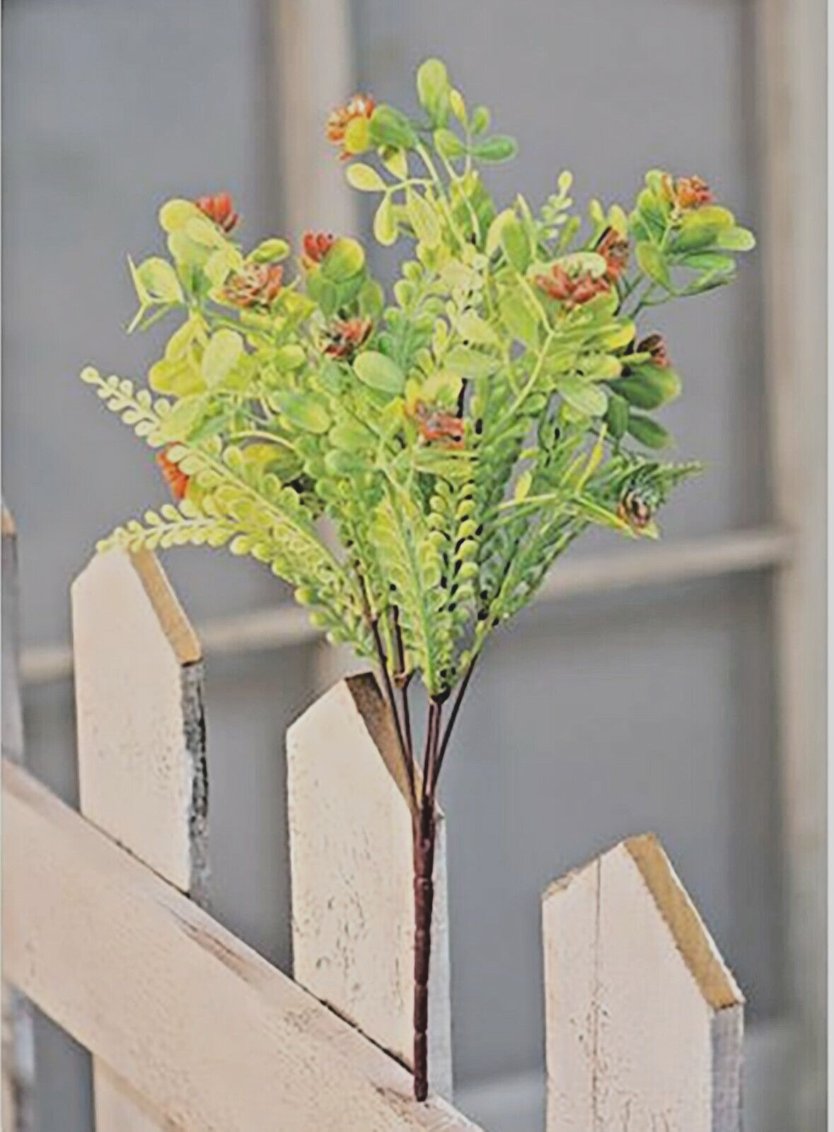 Spring Succulent Plant Bush 12″ Artificial Flower Stem~Greenery Coral Bud Pick