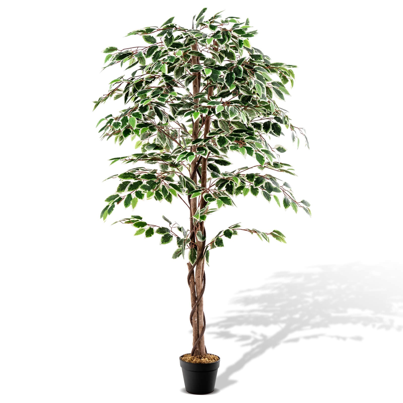 63 inch Artificial Ficus Tree Faux Indoor Plant in Nursery Pot for Decoration