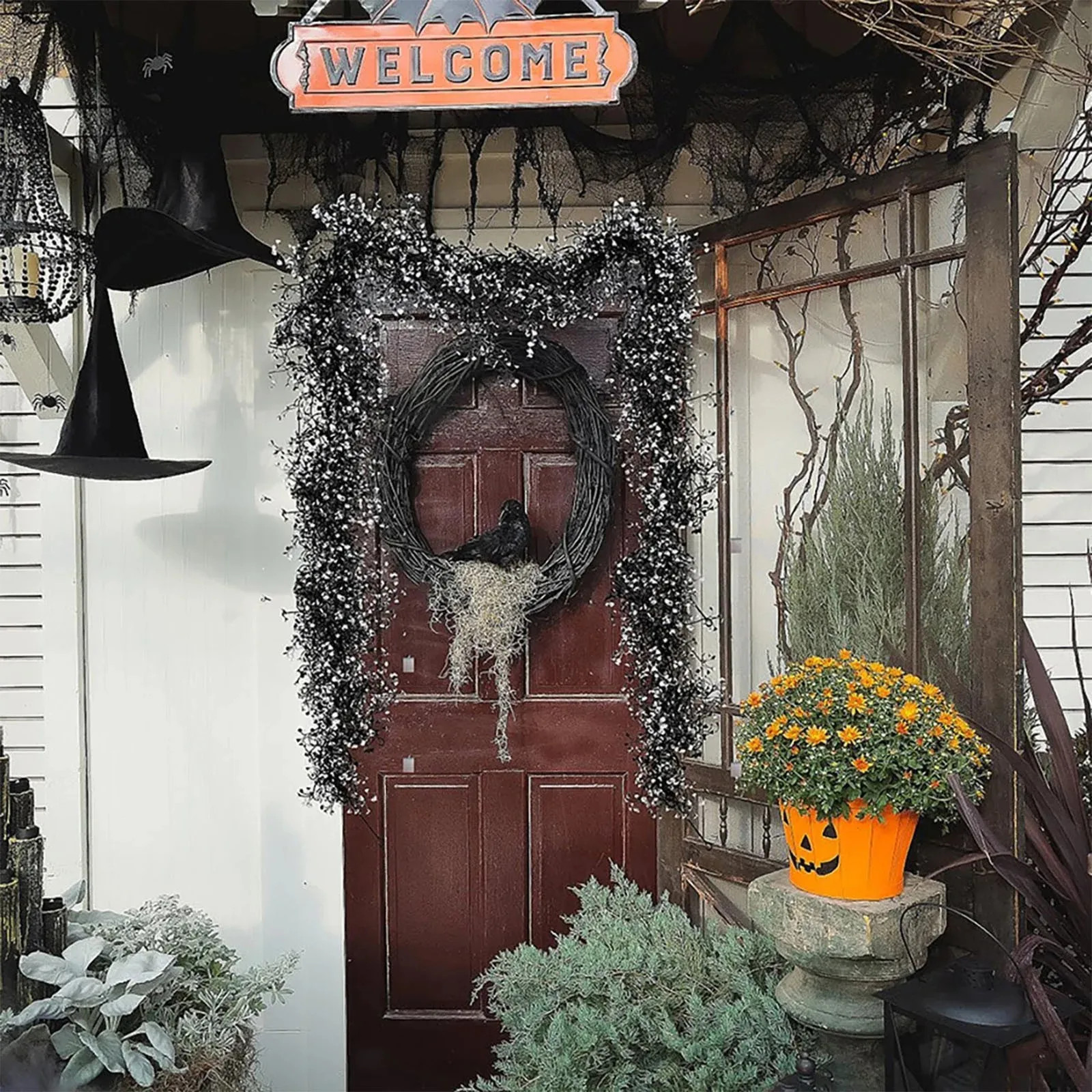 New Halloween Black Gold Willow Vine Garland Home Decor Fast Shipping