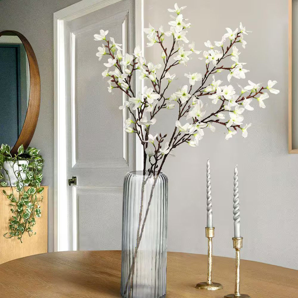 36 In. Deluxe Cream White Artificial Forsythia Flower Stem Spray (Set of 2)