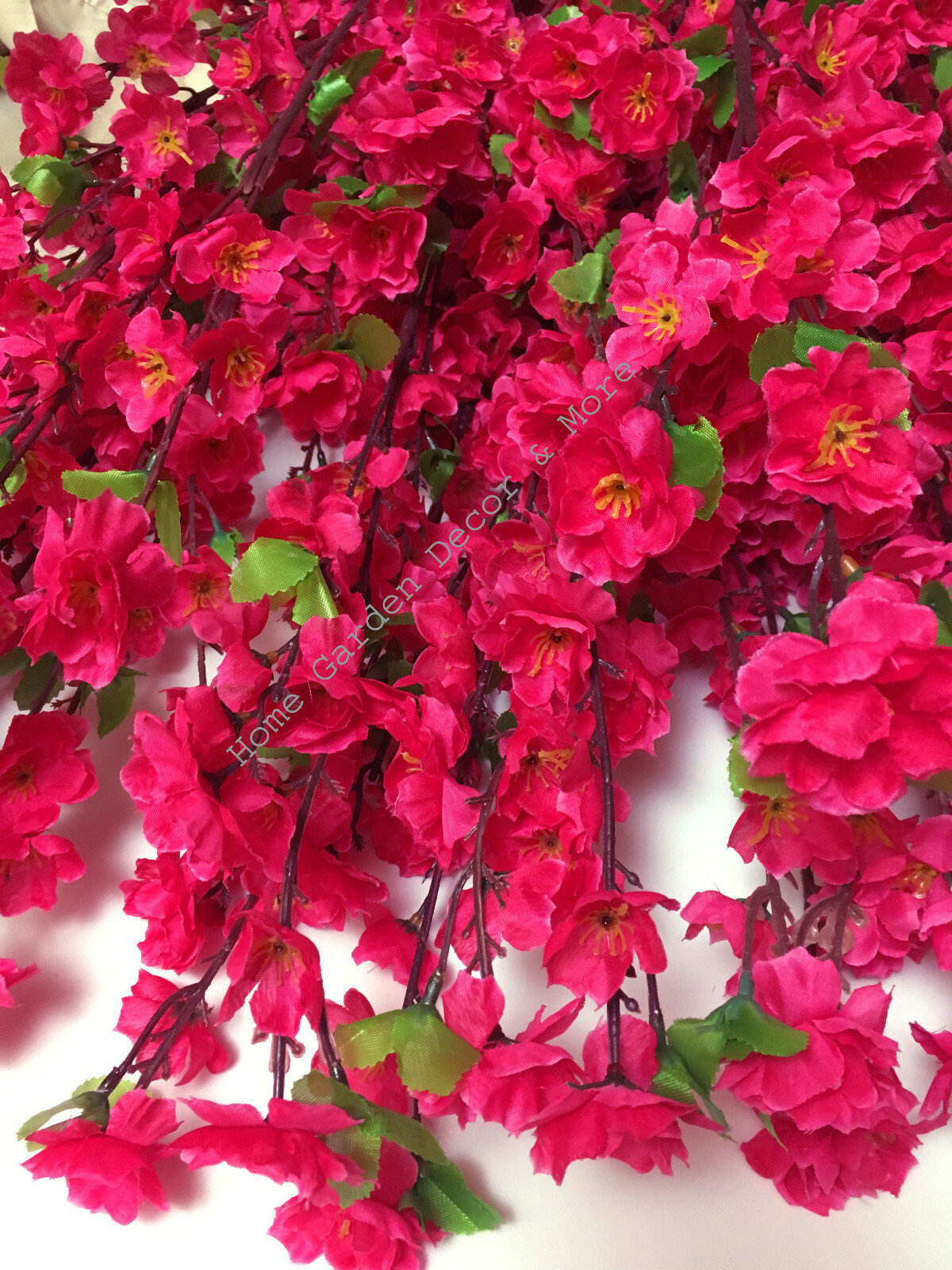 12 PACK 48″ Long Stem Artificial Realistic Silk Rose RED Cherry Blossom Flowers