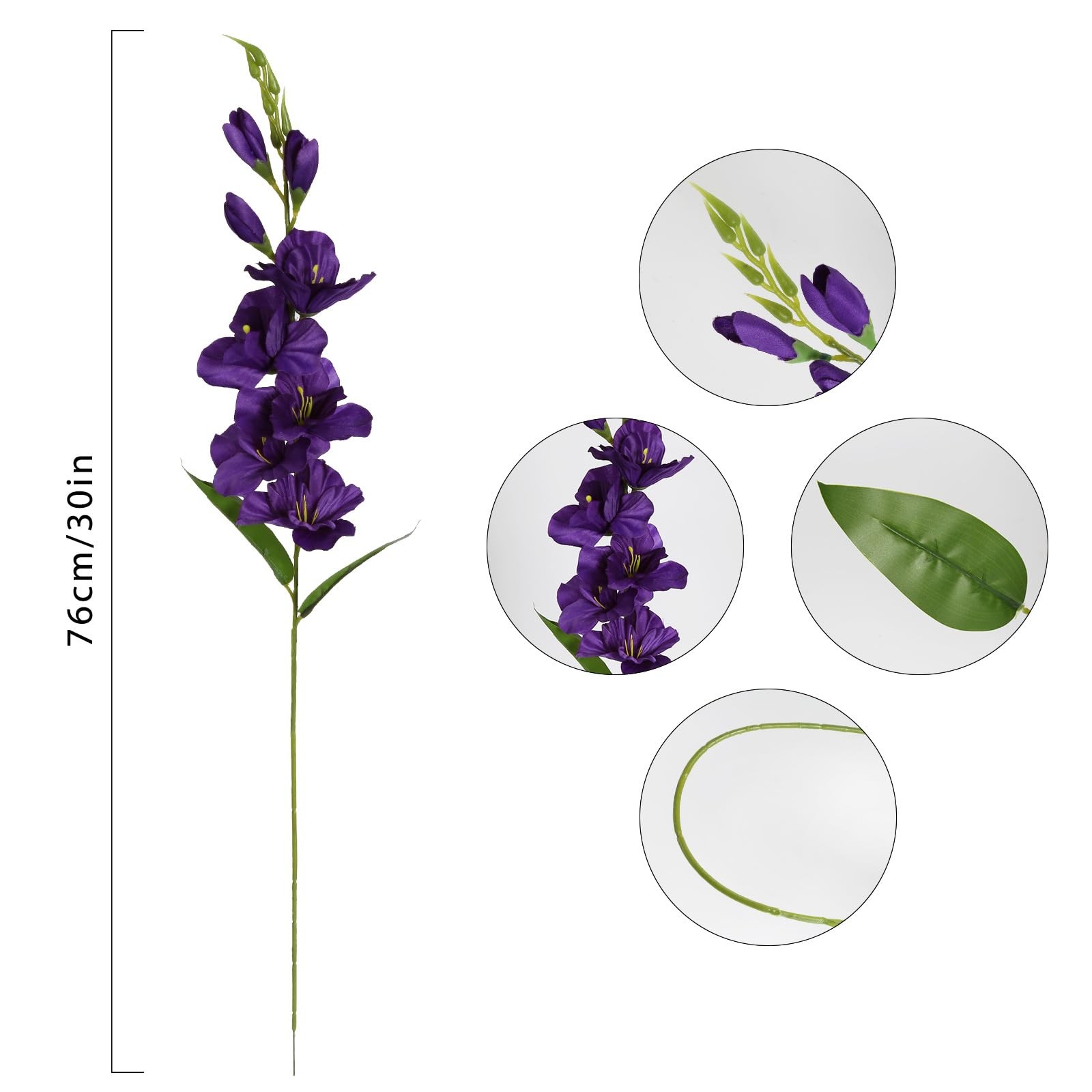 Purple Gladiolus Artificial Flowers 10 PCS Silk Flowers 30 in Fake Gladiolus …