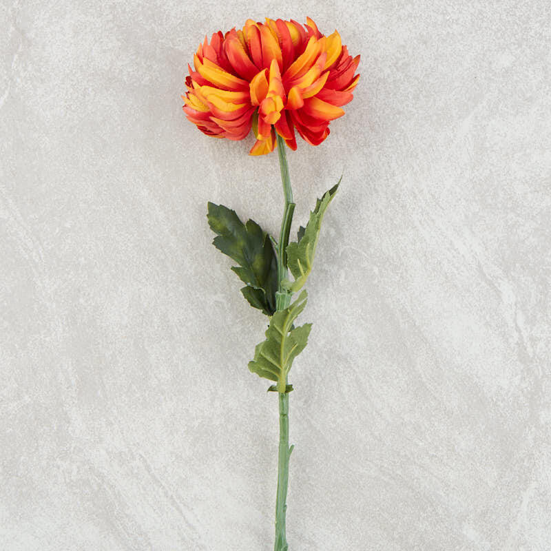24 Inch Long Yellow and Orange Artificial Mum Floral Stem for Crafting