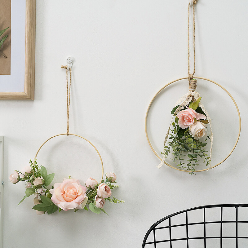 Nordic Bamboo Wreath Artificial Plant Garland Wall Pendant Wedding Hanging