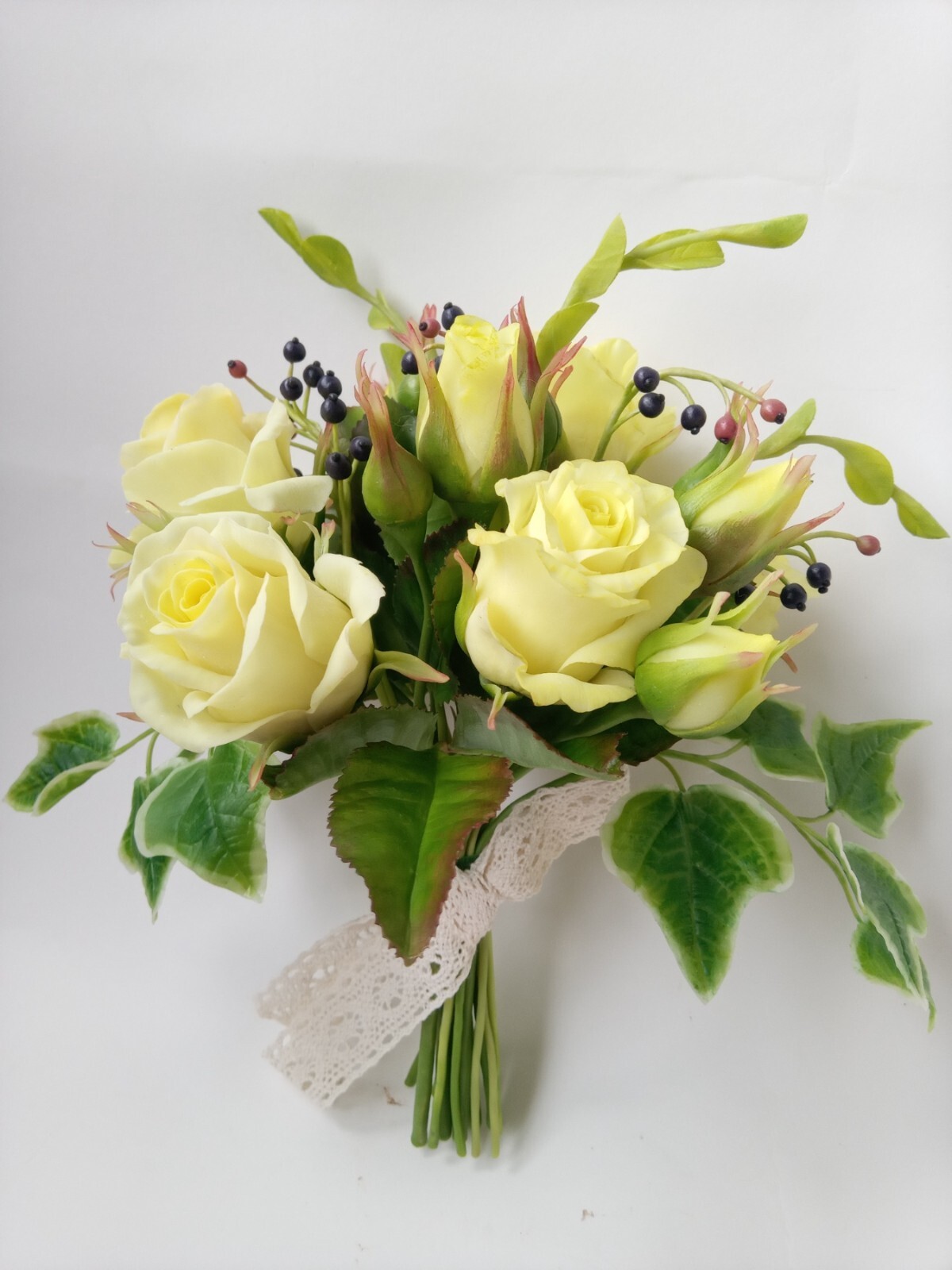 Mixed Artificial lifelike Flower Arrangement Home Decor Handmade Cold Porcelain
