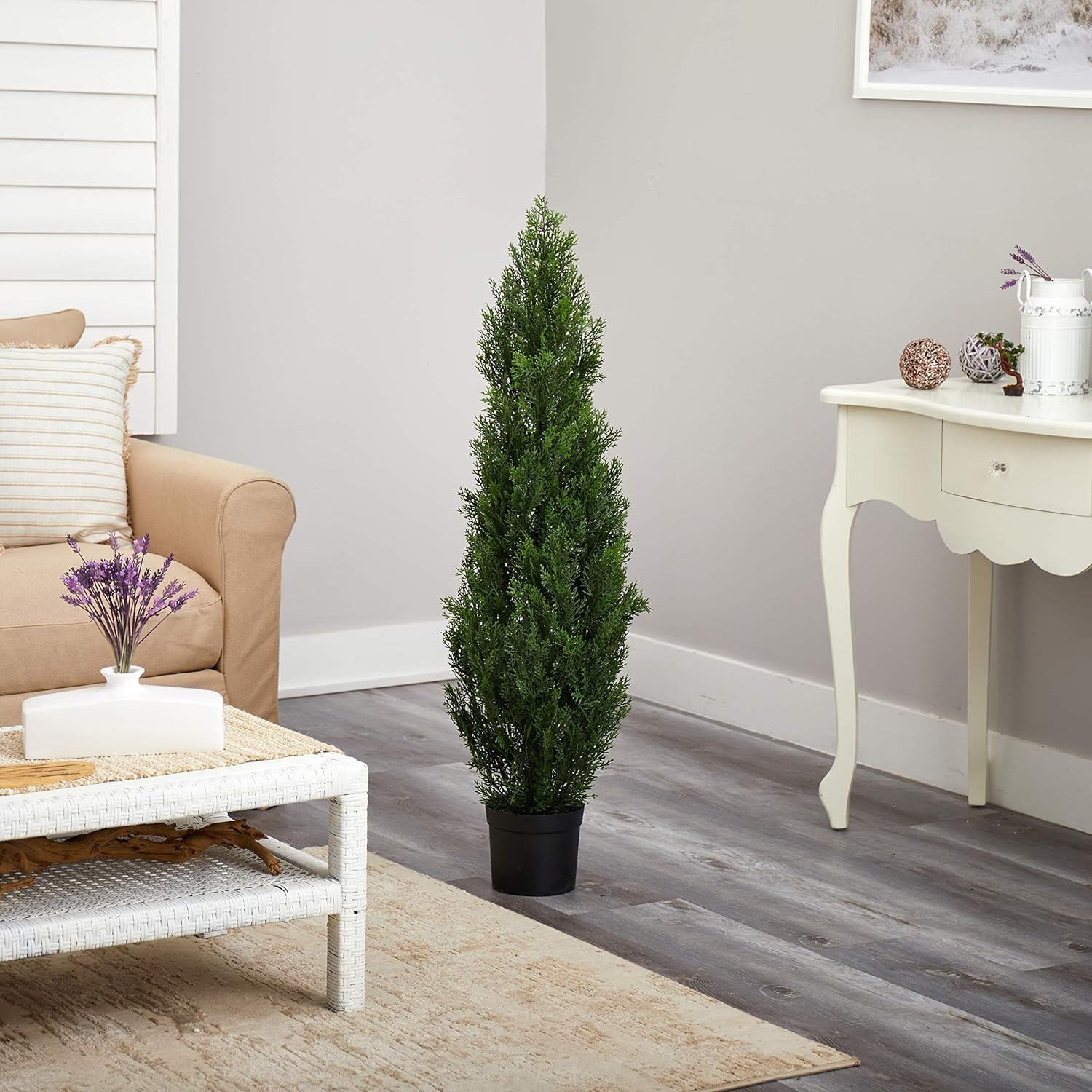 4FT Faux Cedar Tree in Planter – UV Resistant Outdoor Porch Décor